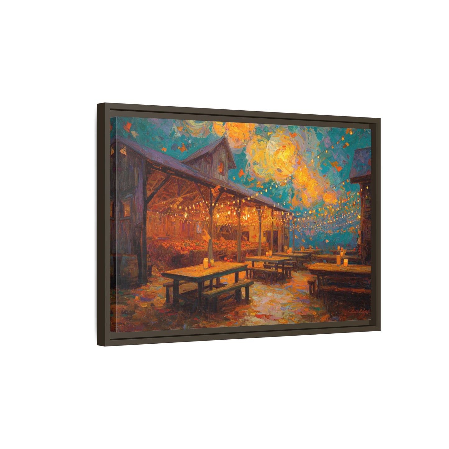 Autumn Festival Night Scene - Colorful Impressionist Art