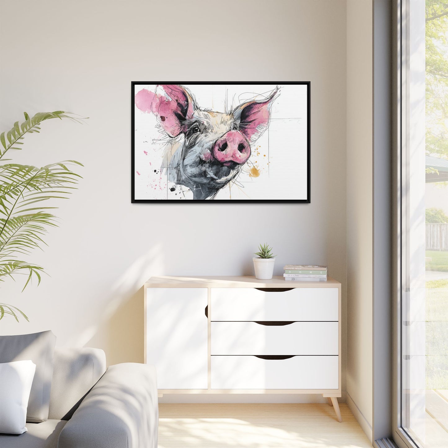Whimsical Pig Art Print - Playful Farmhouse Decor