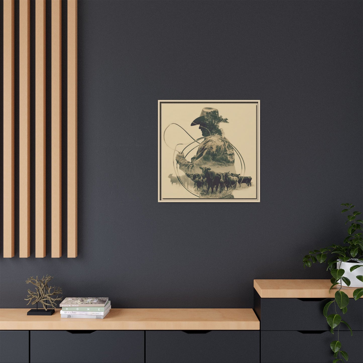Lone Cowboy Silhouette Art - Vintage Western Charm