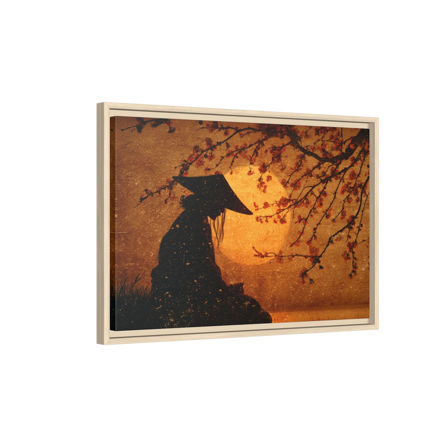 Serene Silhouette of Contemplation | Asian-Inspired Artwork