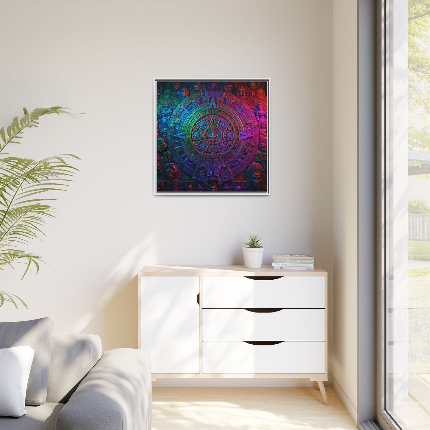 Aztec Mandala Wall Art - Colorful Cultural Decor