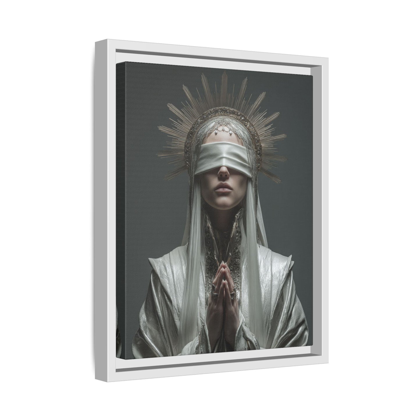 Ethereal Blindfolded Saint Art | Spiritual Home Decor