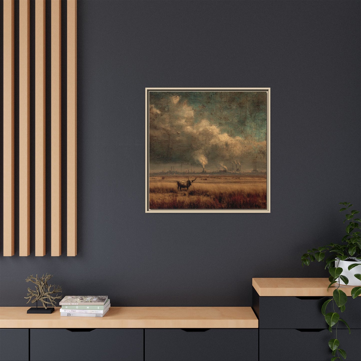 Cattle in Industrial Landscape | Vintage Style Art Print