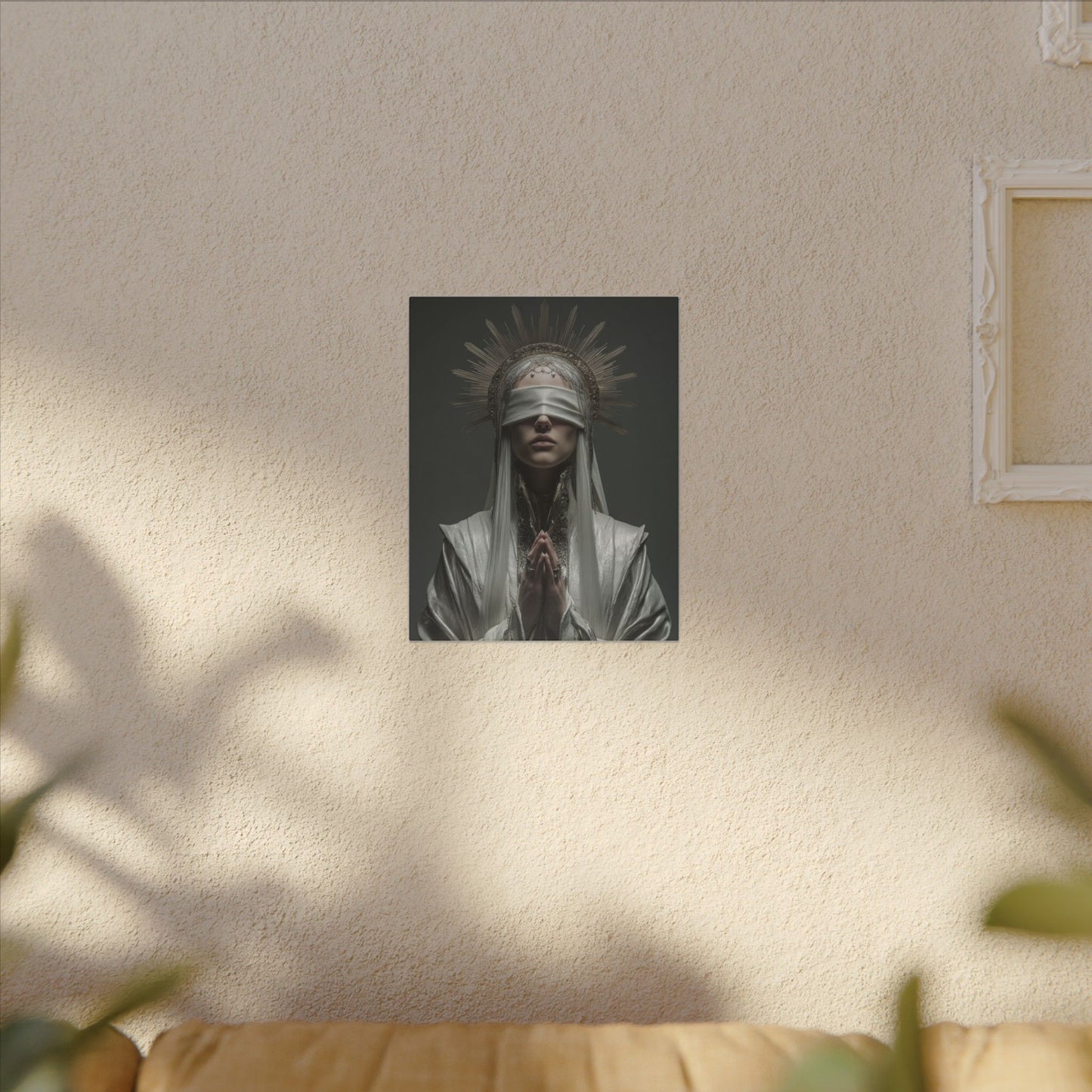 Ethereal Blindfolded Saint Art | Spiritual Home Decor