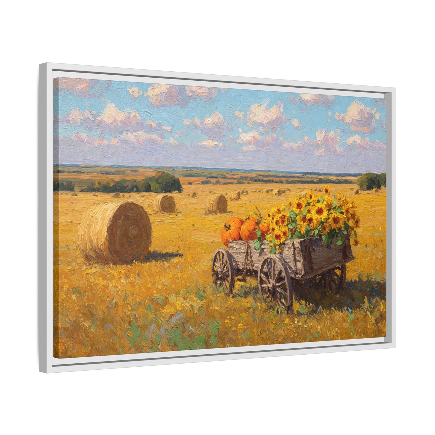 Sunflower Harvest Wagon Decor | Rustic Farm Art for Home