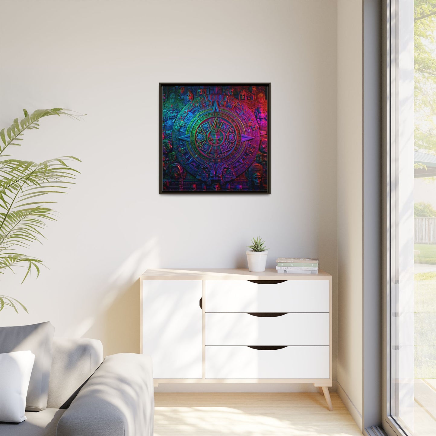 Aztec Mandala Wall Art - Colorful Cultural Decor