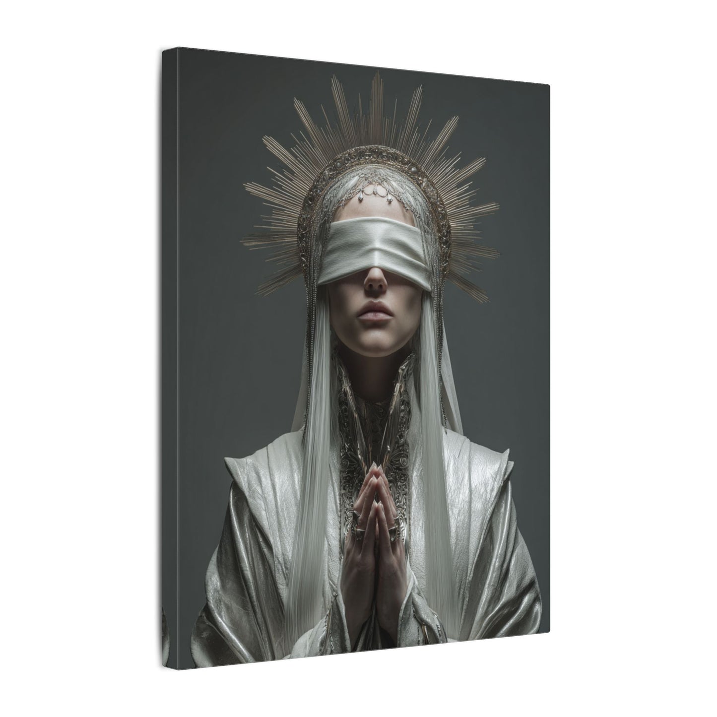 Ethereal Blindfolded Saint Art | Spiritual Home Decor