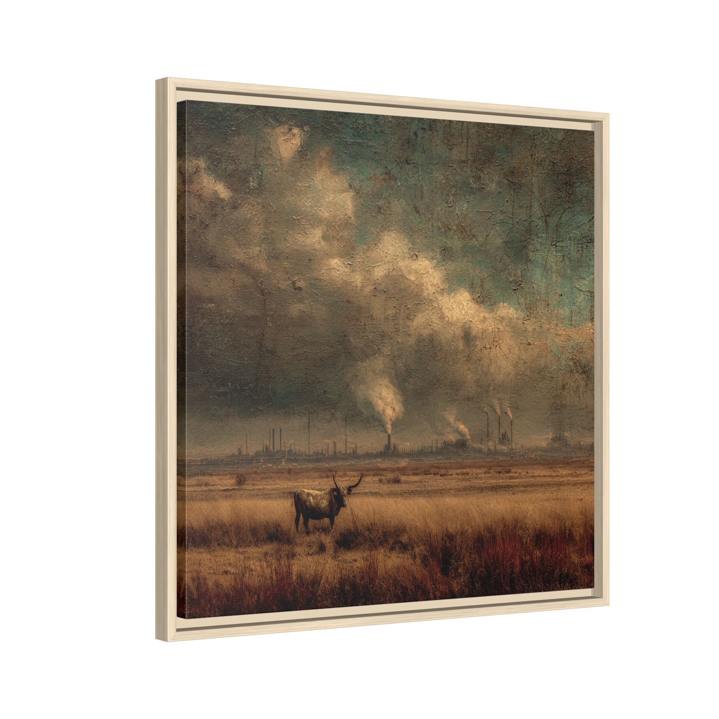Cattle in Industrial Landscape | Vintage Style Art Print