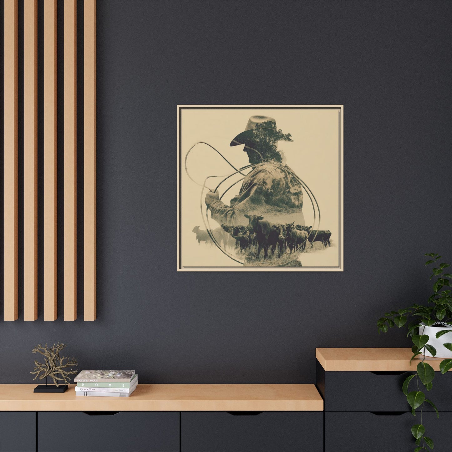 Lone Cowboy Silhouette Art - Vintage Western Charm