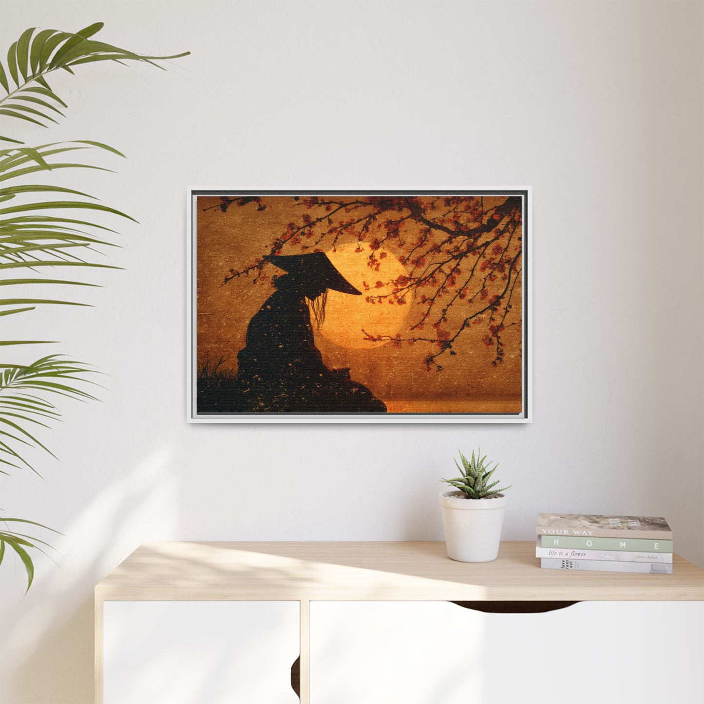 Serene Silhouette of Contemplation | Asian-Inspired Artwork