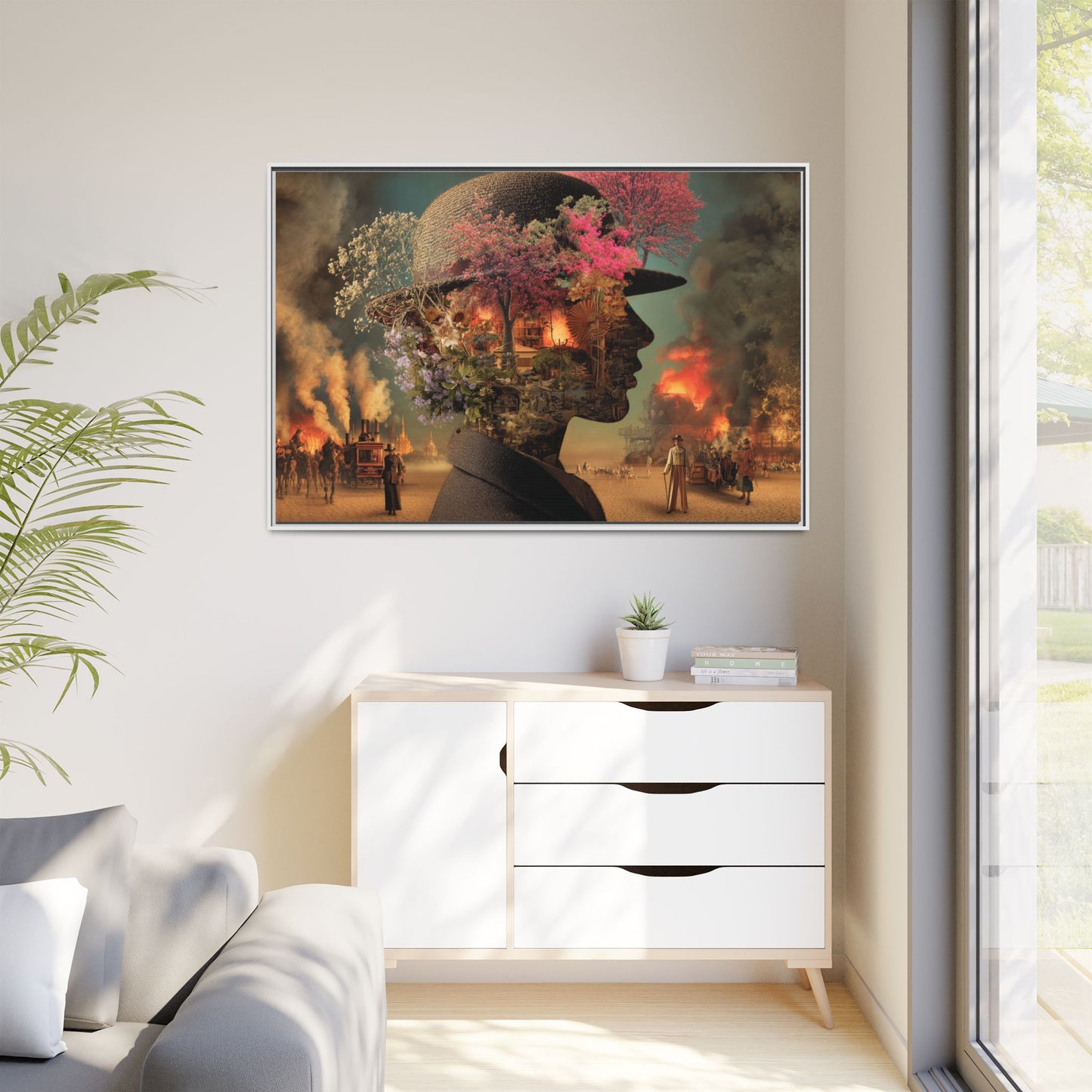 Whimsical Floral Silhouette Art Print | Living Room Décor