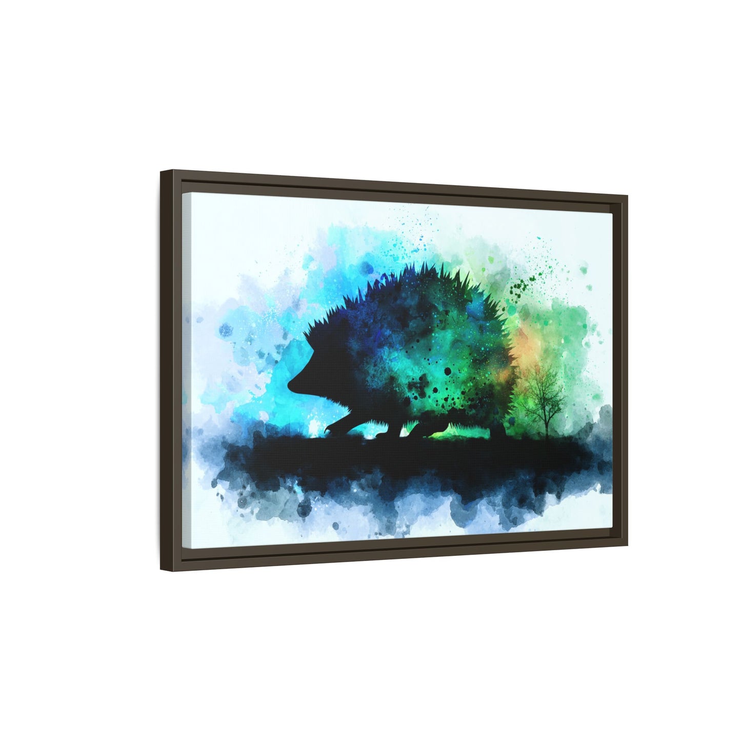 Hedgehog Silhouette Watercolor Art | Nature-Inspired Home Decor
