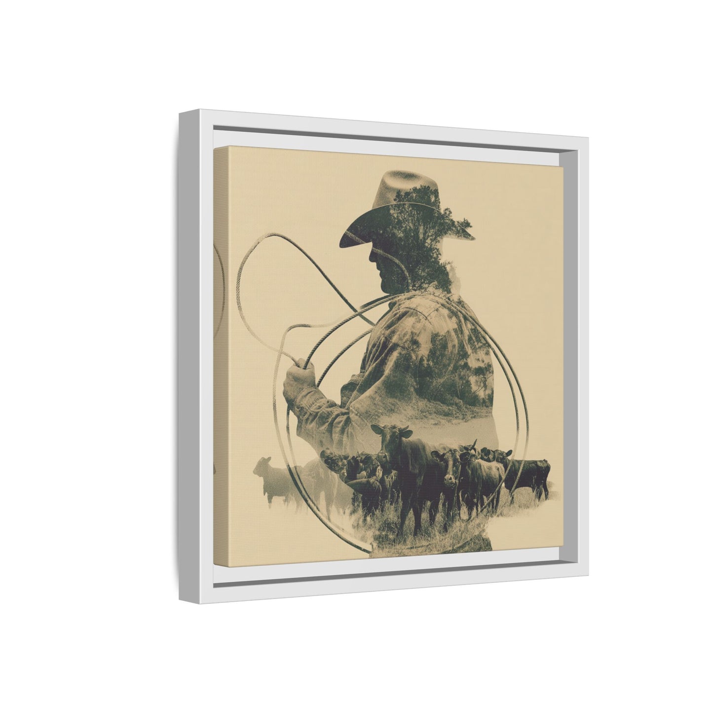 Lone Cowboy Silhouette Art - Vintage Western Charm