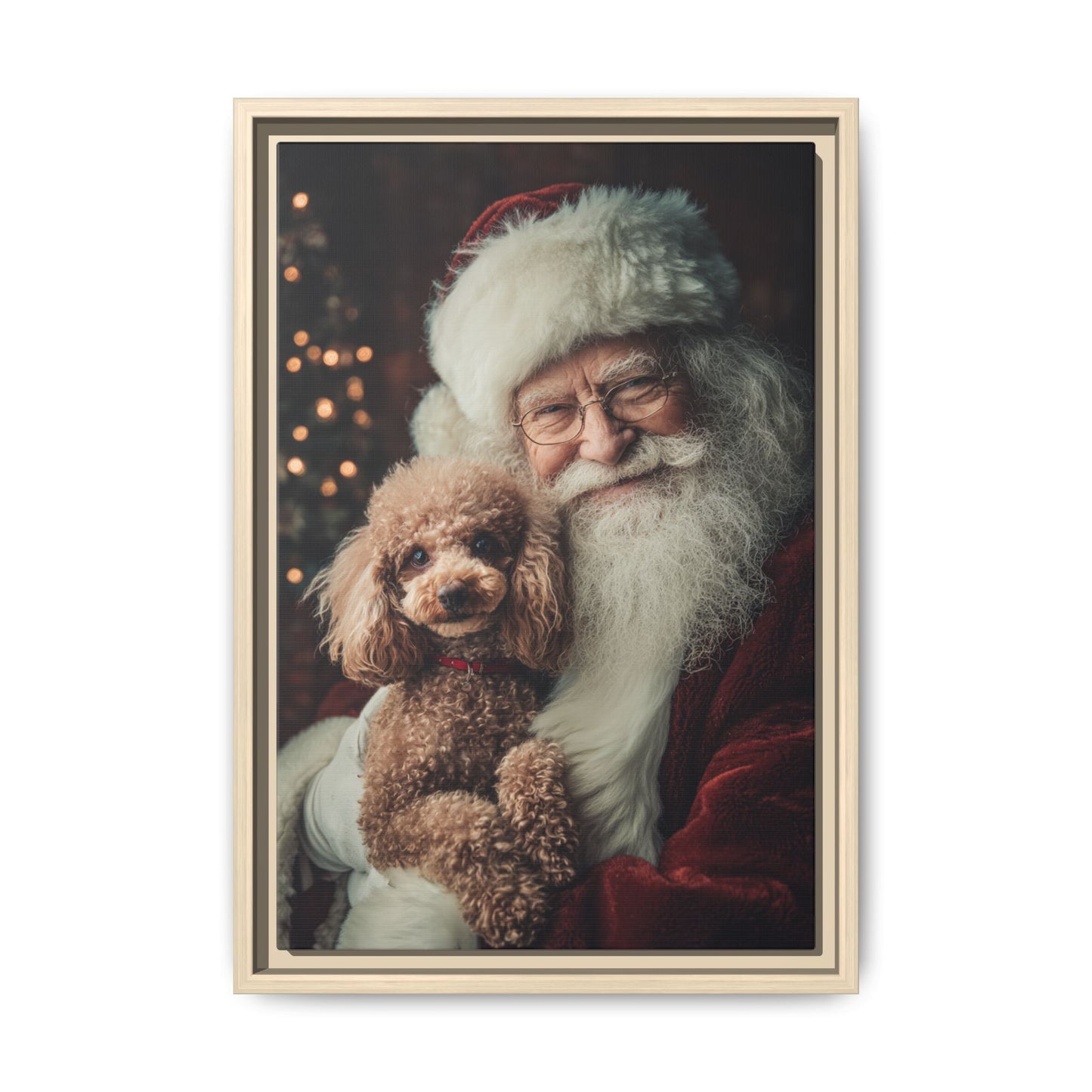 Heartwarming Santa and Poodle Artwork – Holiday Home Décor