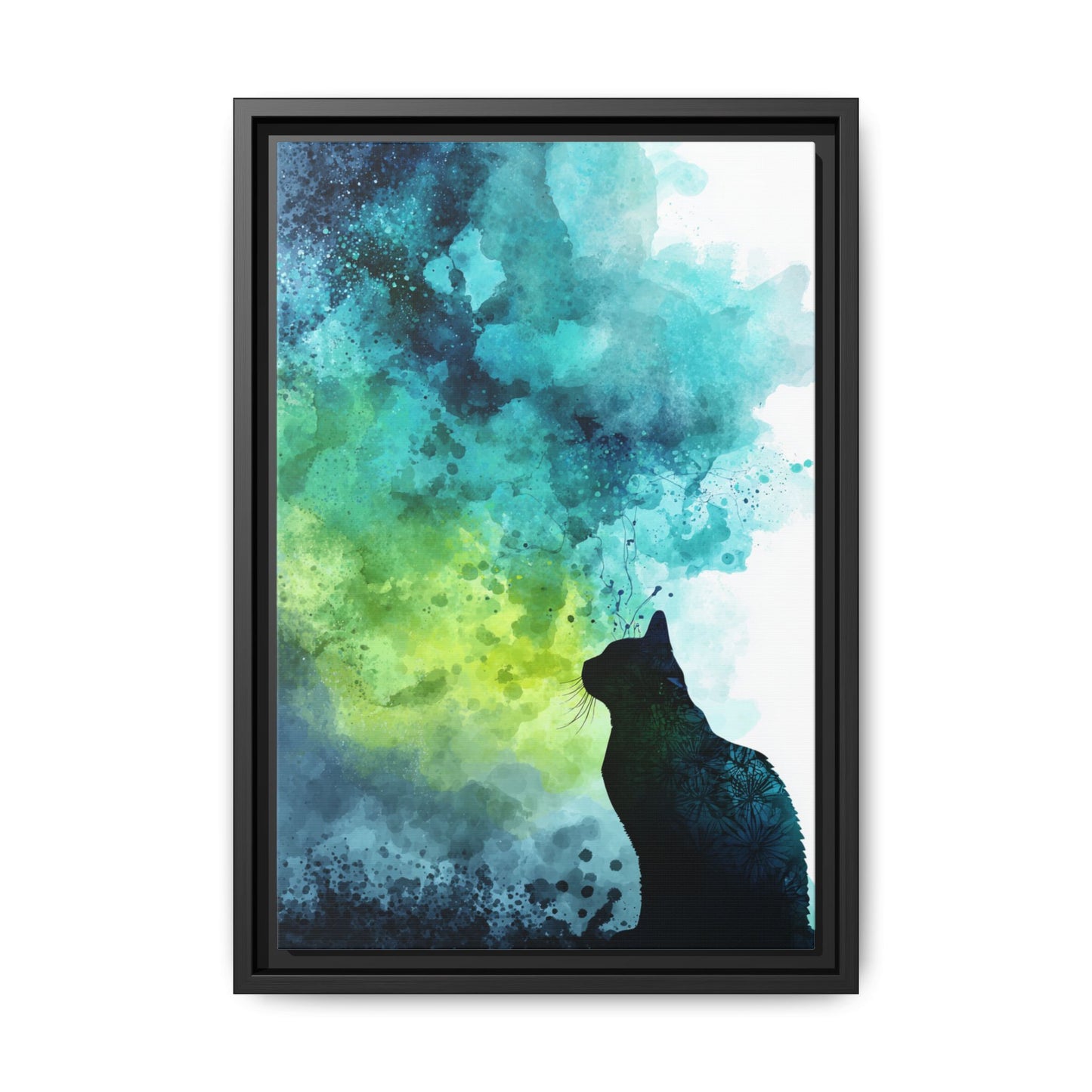 Whimsical Cat Silhouette Watercolor Artwork