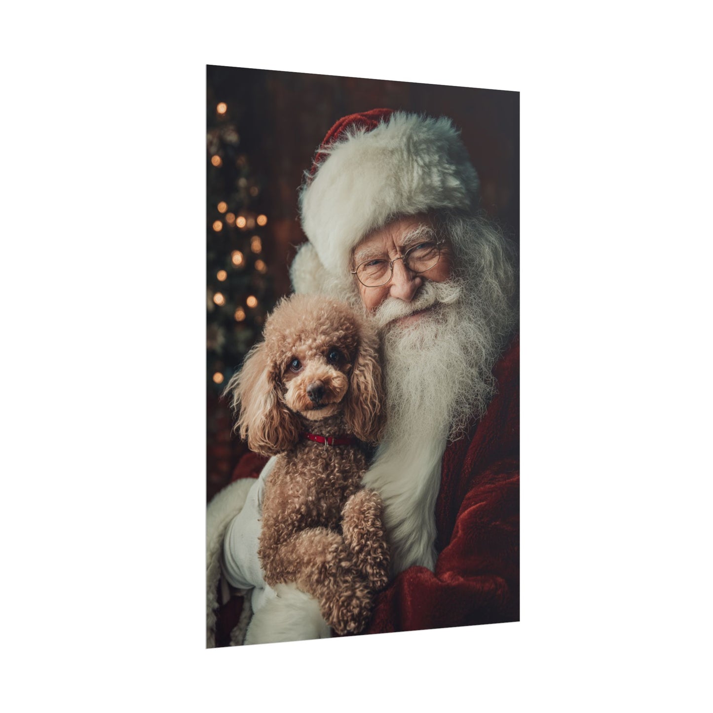 Heartwarming Santa and Poodle Artwork – Holiday Home Décor
