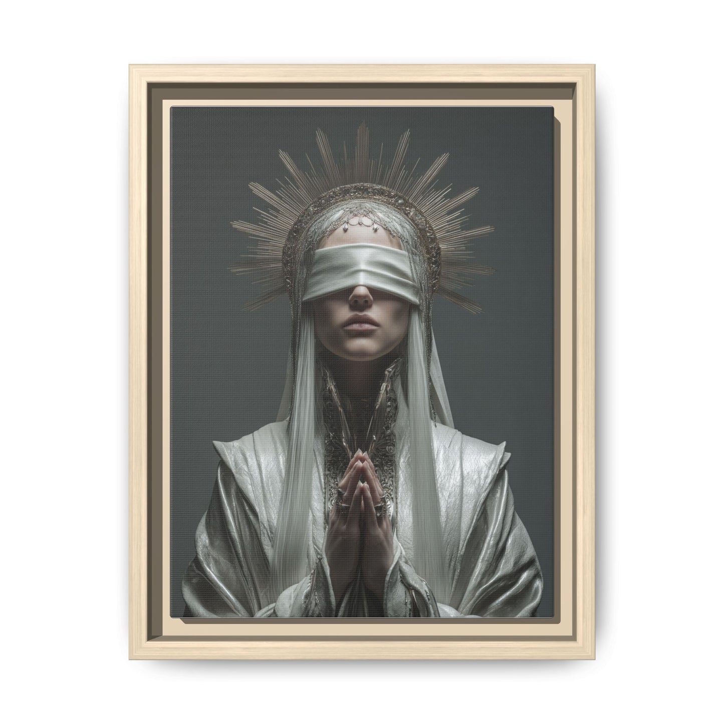 Ethereal Blindfolded Saint Art | Spiritual Home Decor