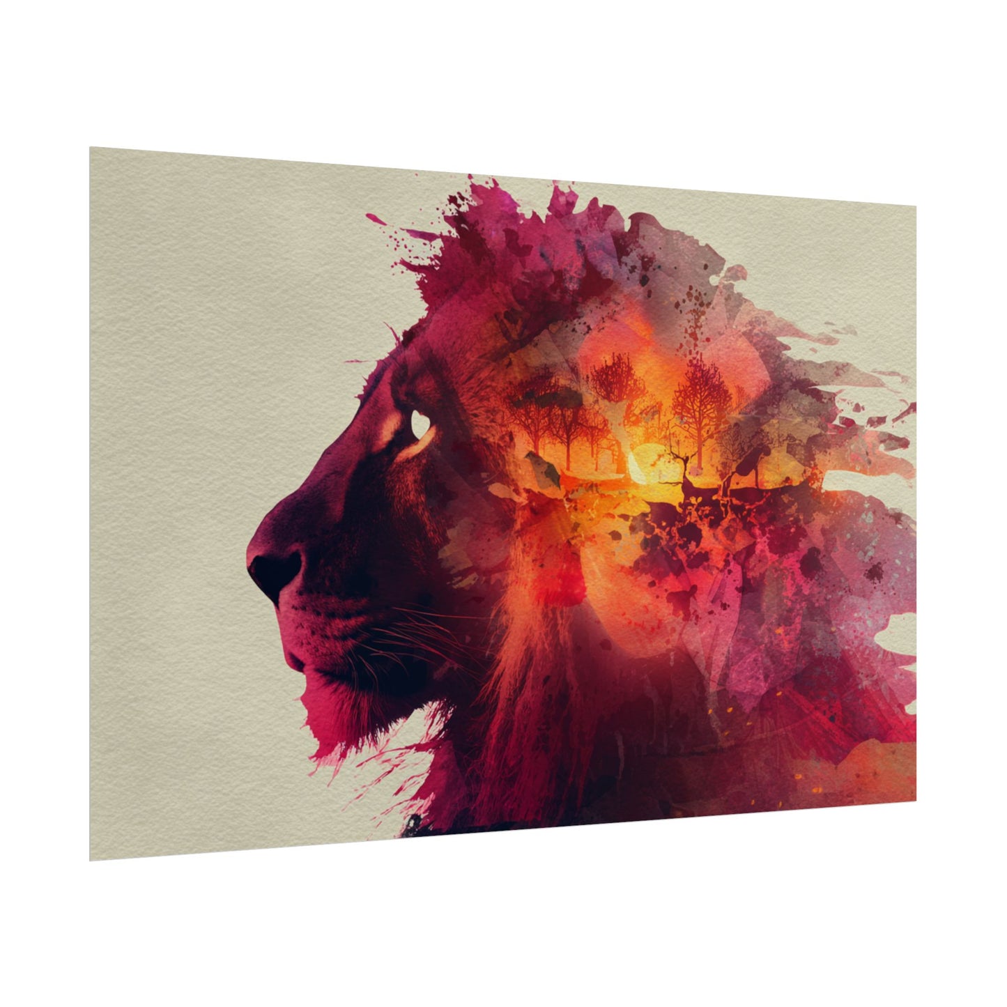 Majestic Lion Watercolor Art | Vibrant Animal Portrait