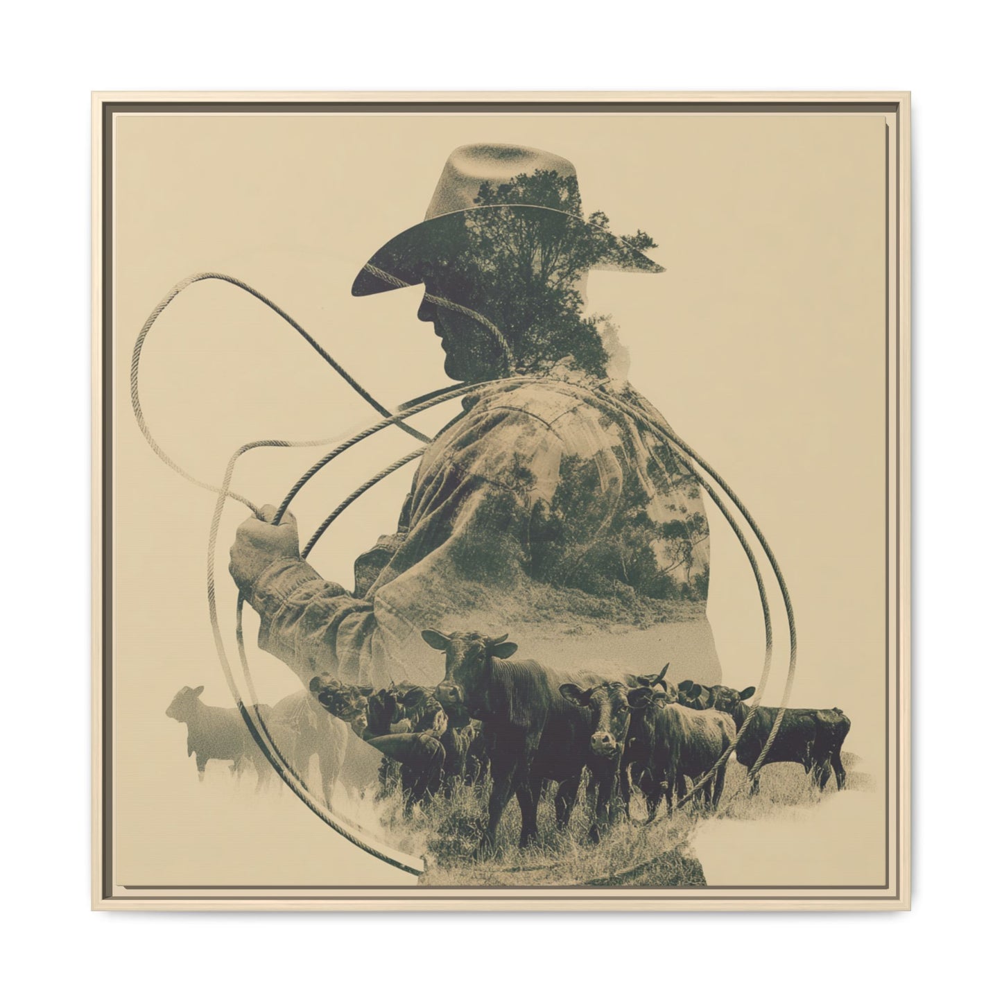 Lone Cowboy Silhouette Art - Vintage Western Charm