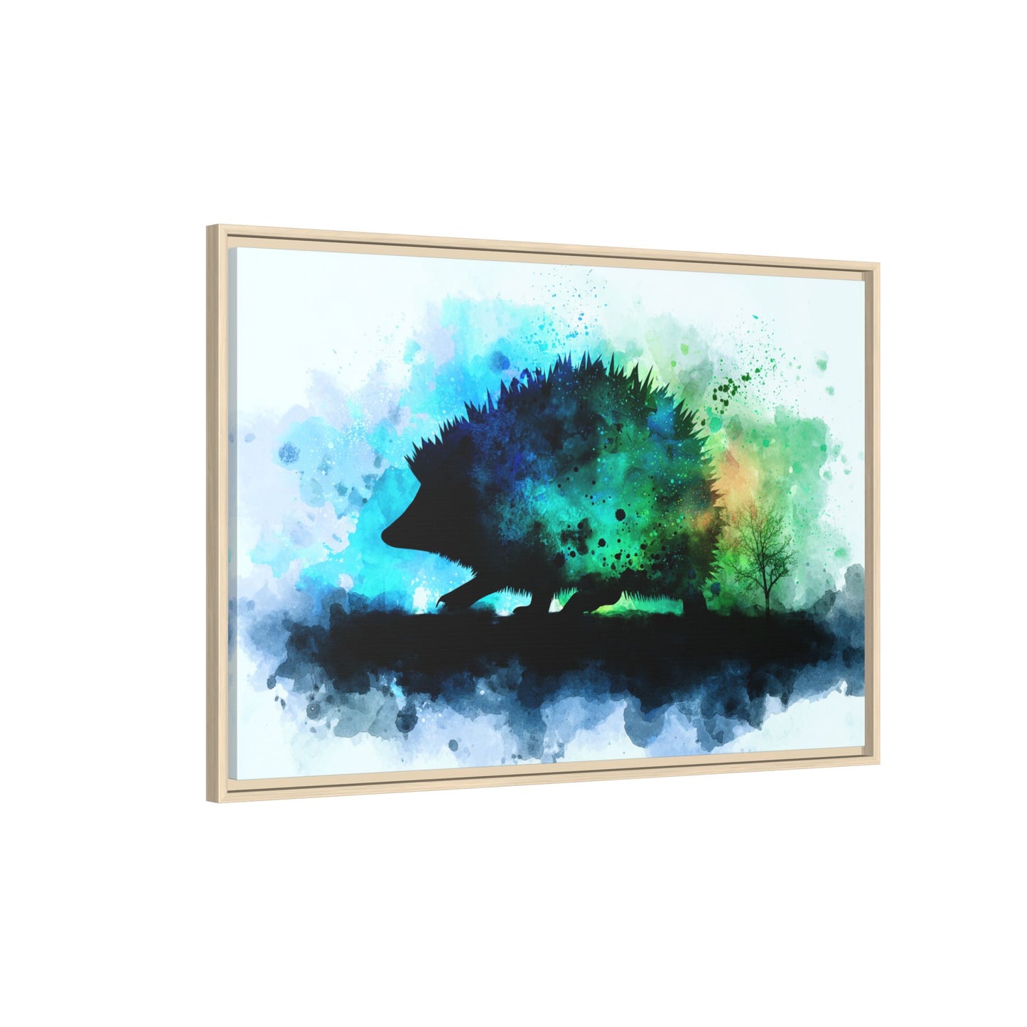 Hedgehog Silhouette Watercolor Art | Nature-Inspired Home Decor
