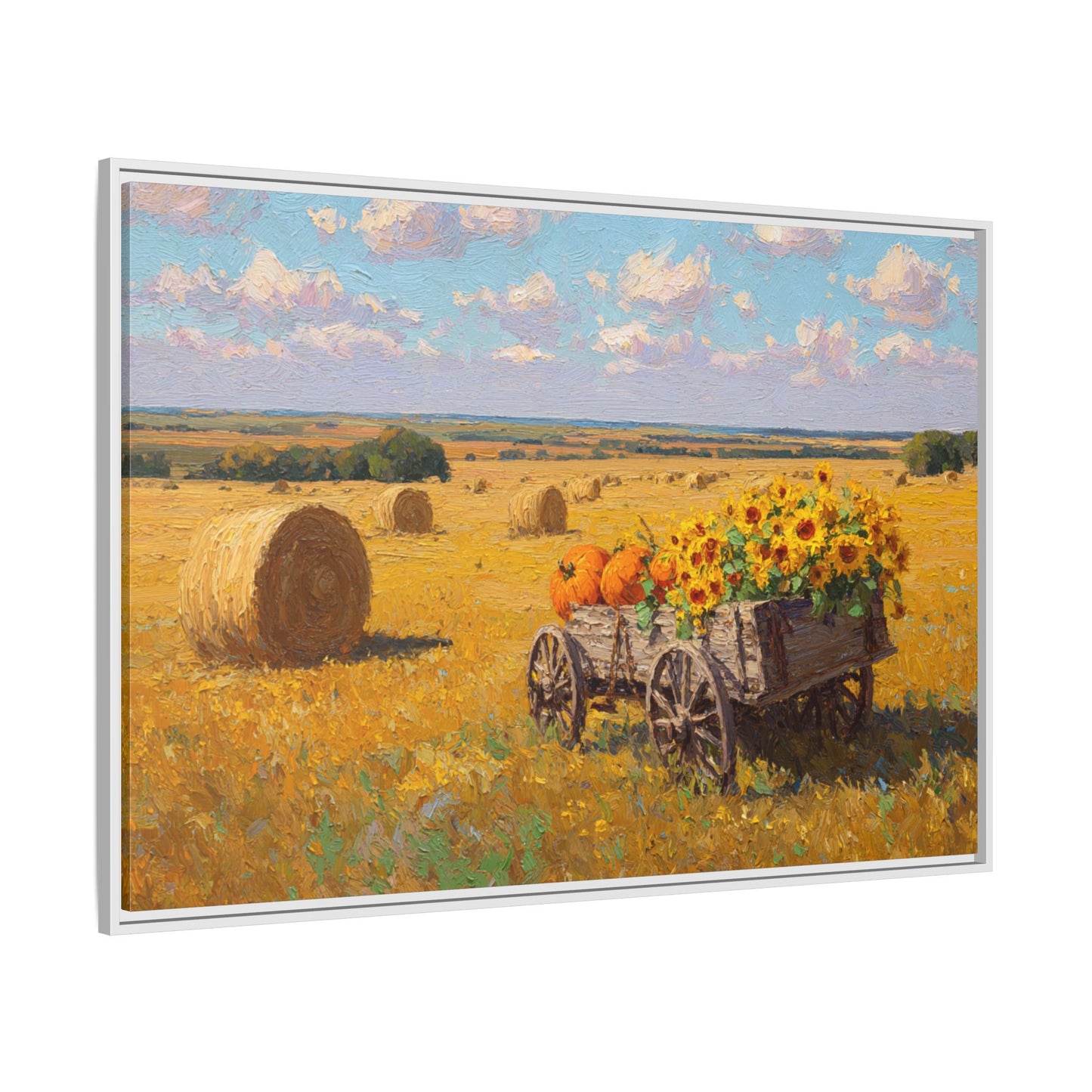 Sunflower Harvest Wagon Decor | Rustic Farm Art for Home