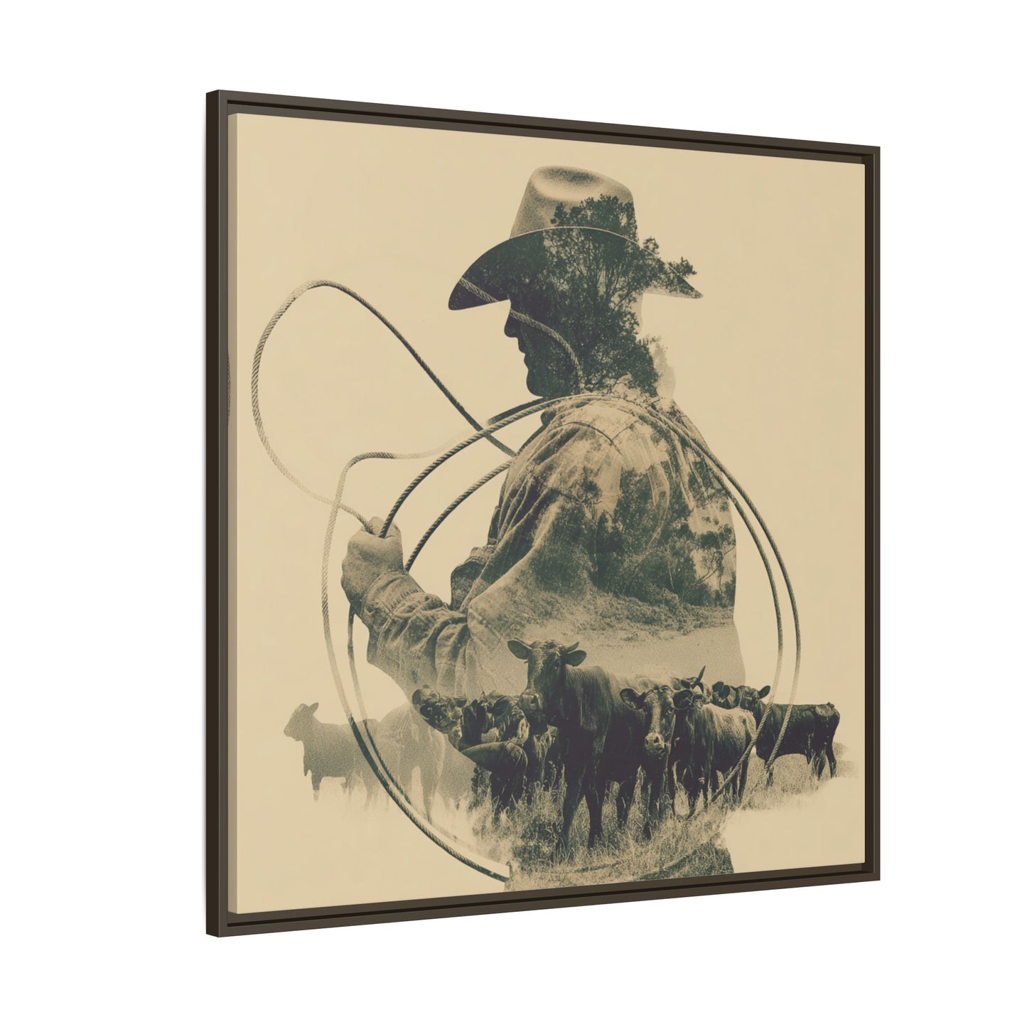 Lone Cowboy Silhouette Art - Vintage Western Charm