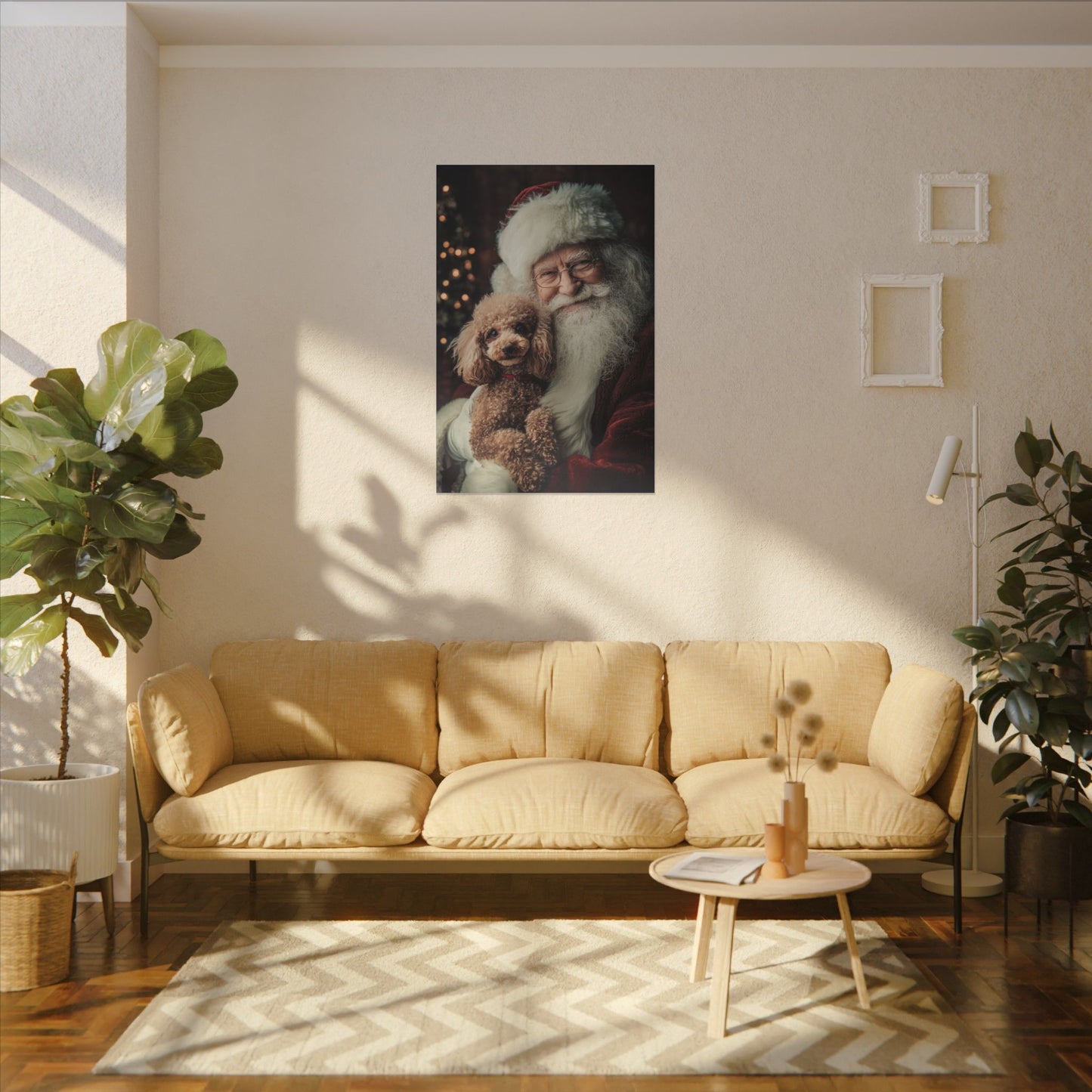 Heartwarming Santa and Poodle Artwork – Holiday Home Décor