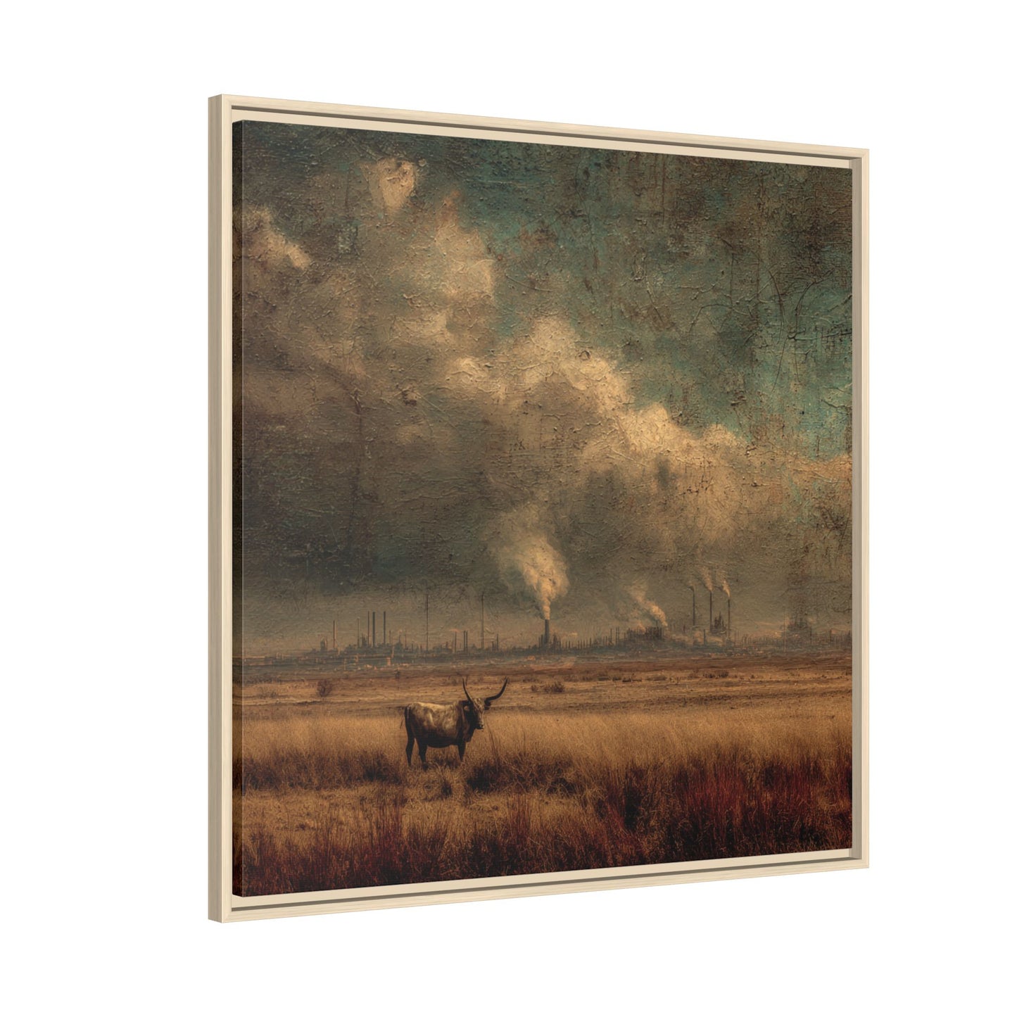 Cattle in Industrial Landscape | Vintage Style Art Print