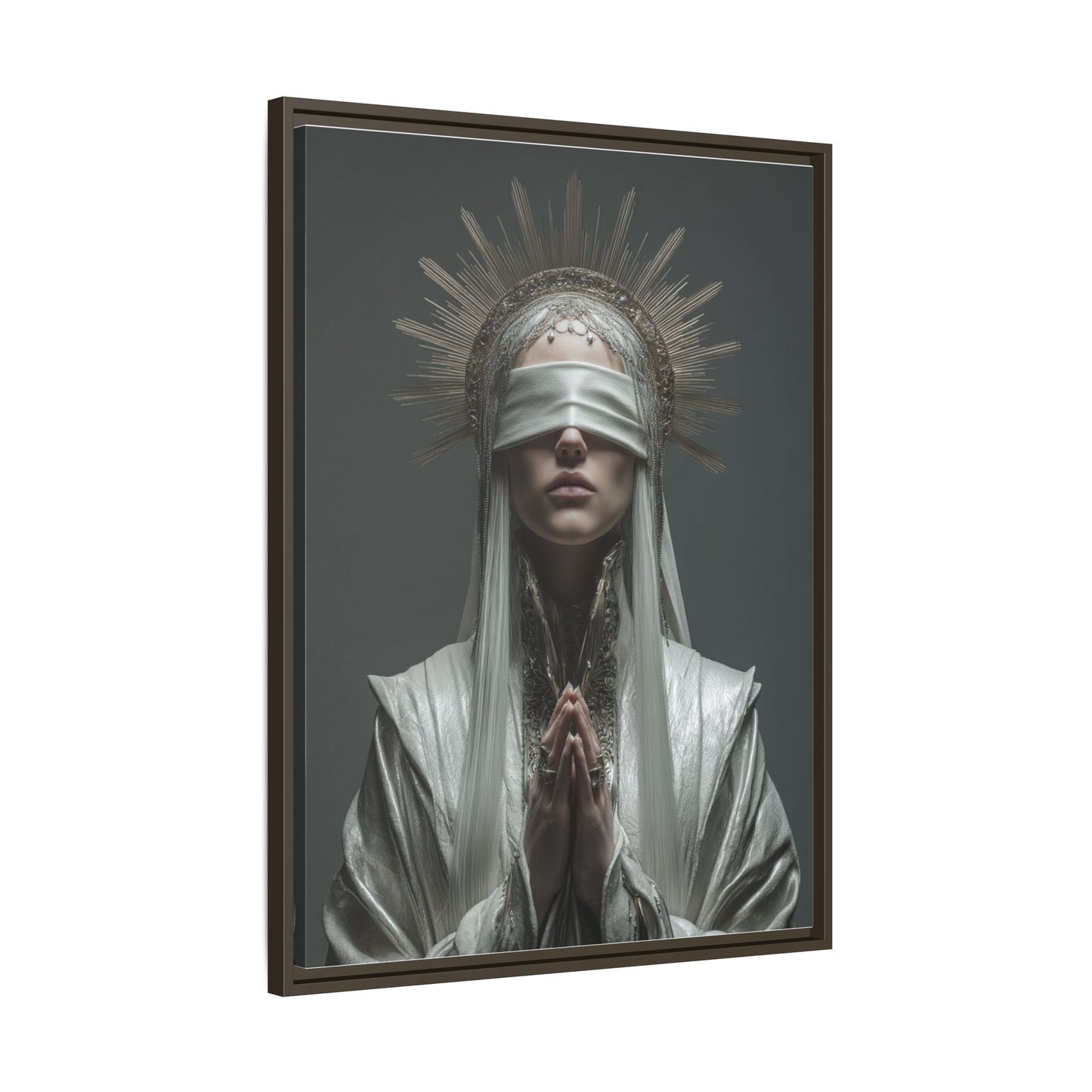 Ethereal Blindfolded Saint Art | Spiritual Home Decor