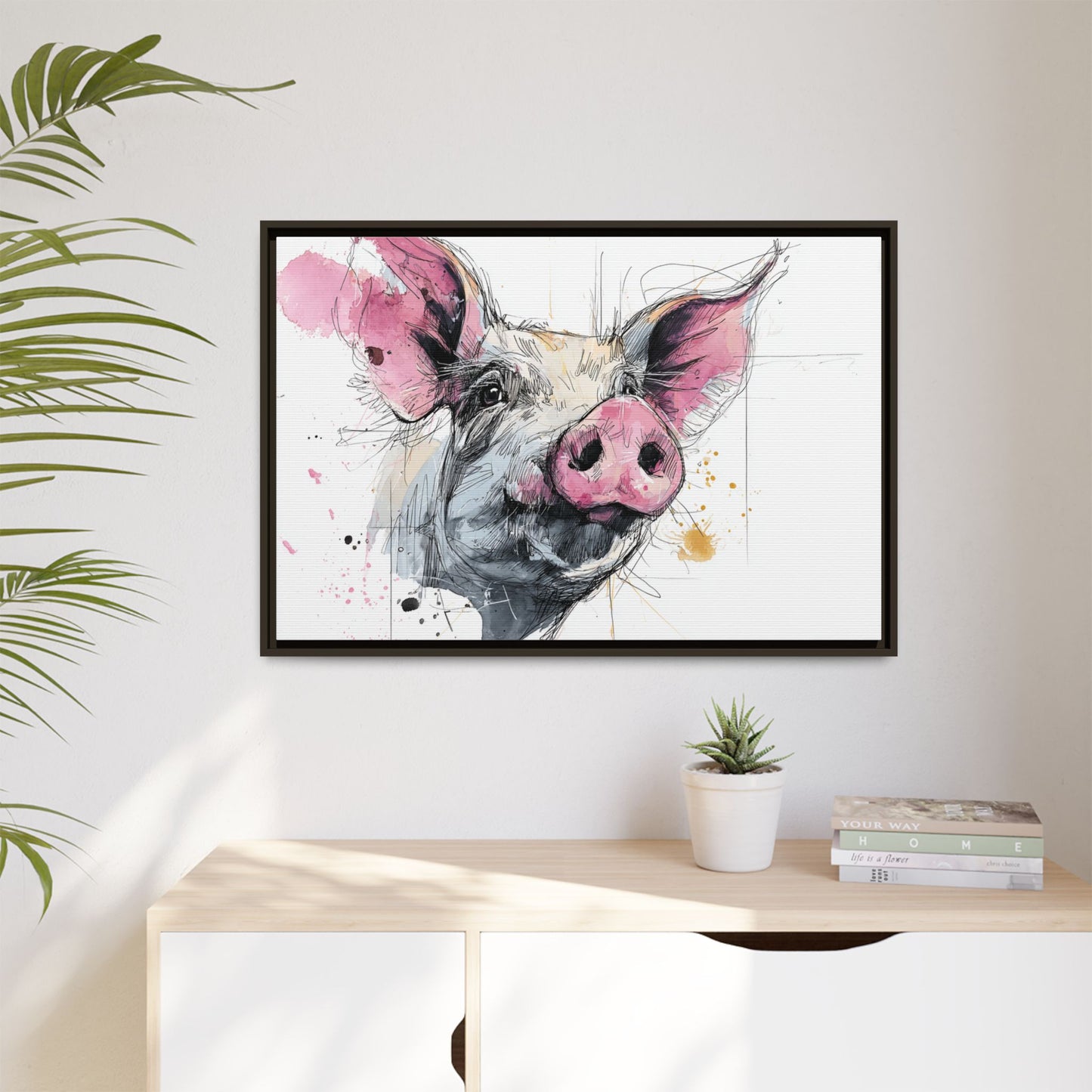 Whimsical Pig Art Print - Playful Farmhouse Decor