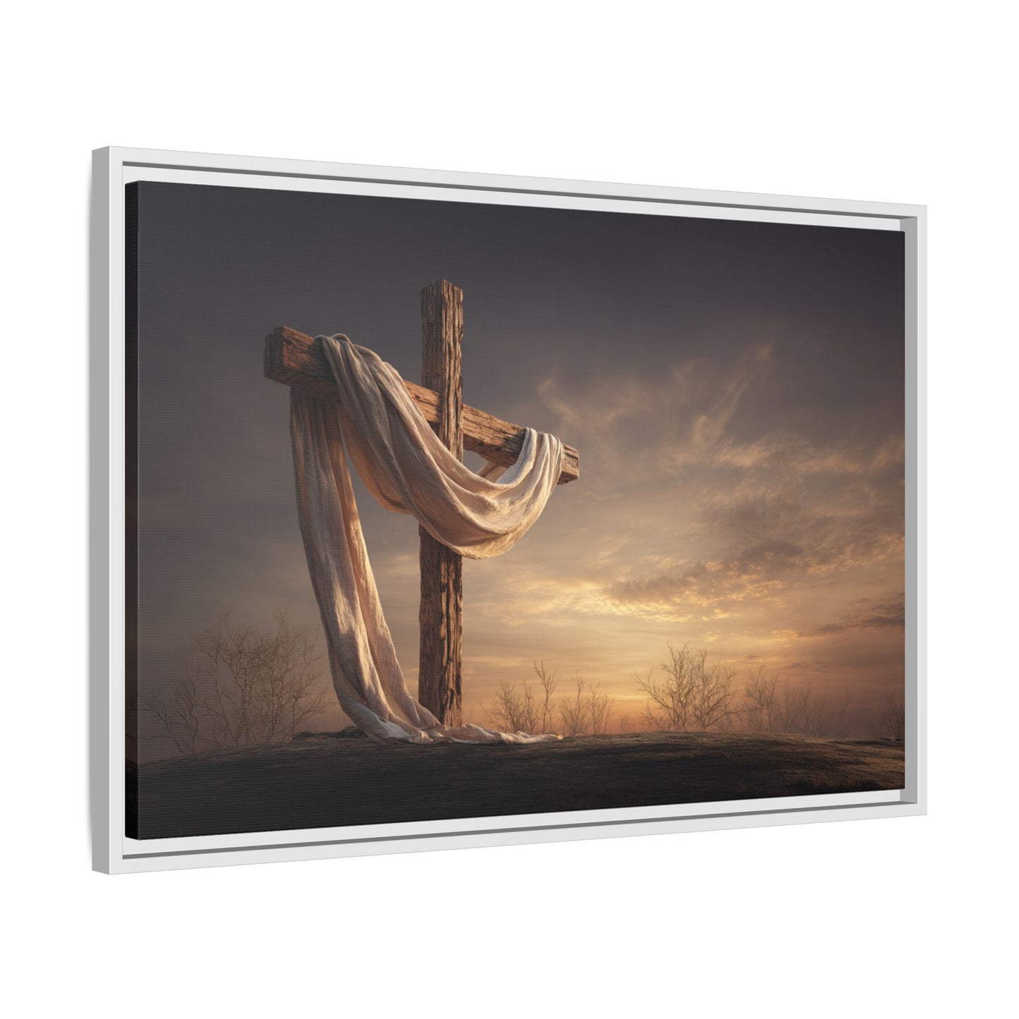 Rustic Cross Wall Art with Draped Fabric | Inspirational Decor