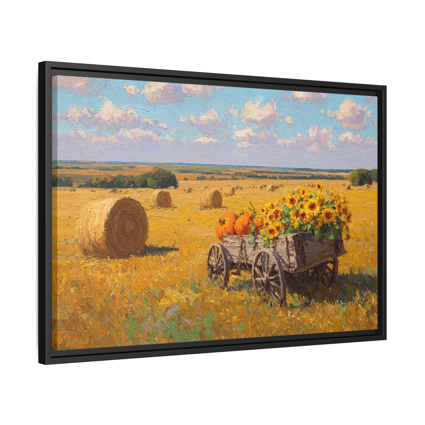 Sunflower Harvest Wagon Decor | Rustic Farm Art for Home