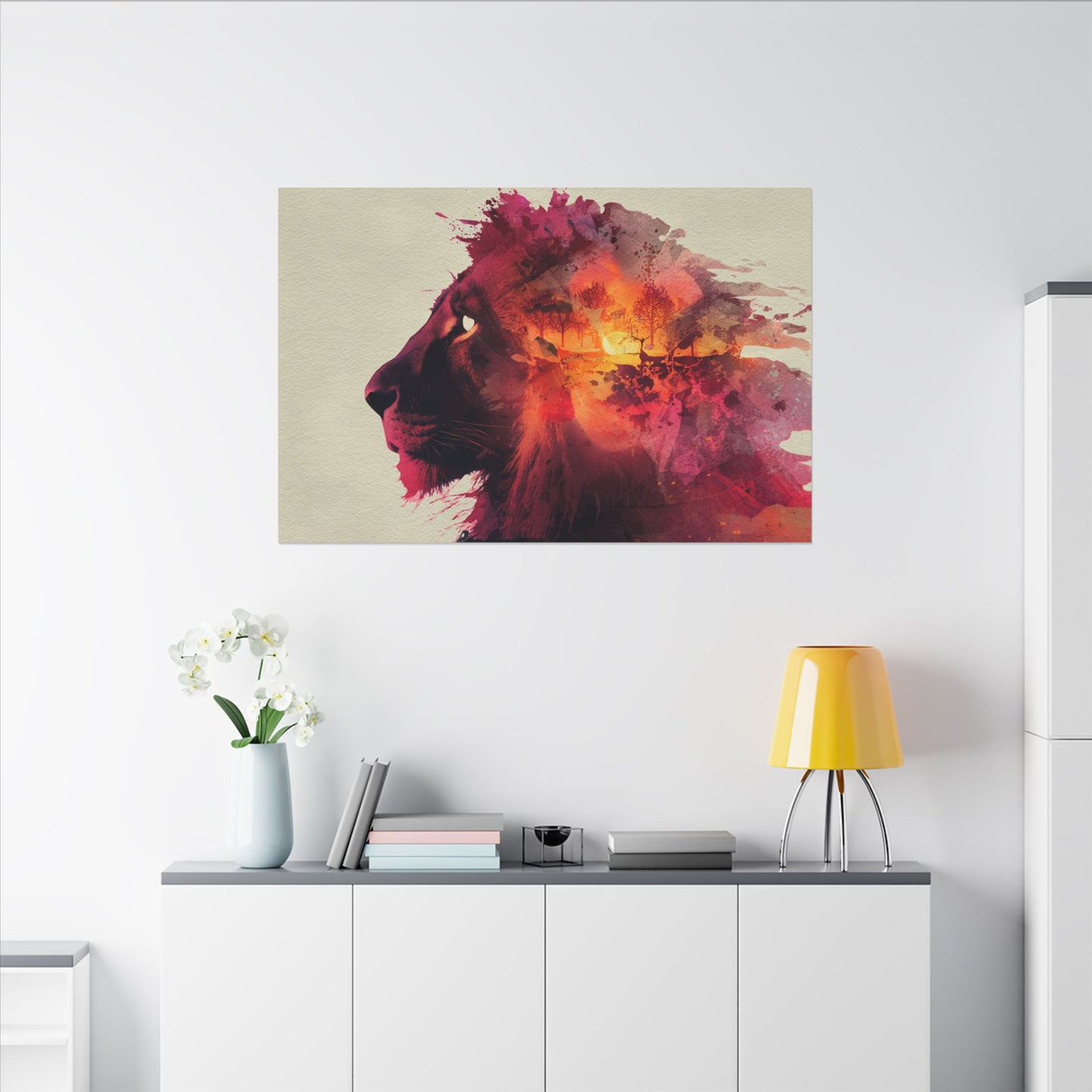 Majestic Lion Watercolor Art | Vibrant Animal Portrait