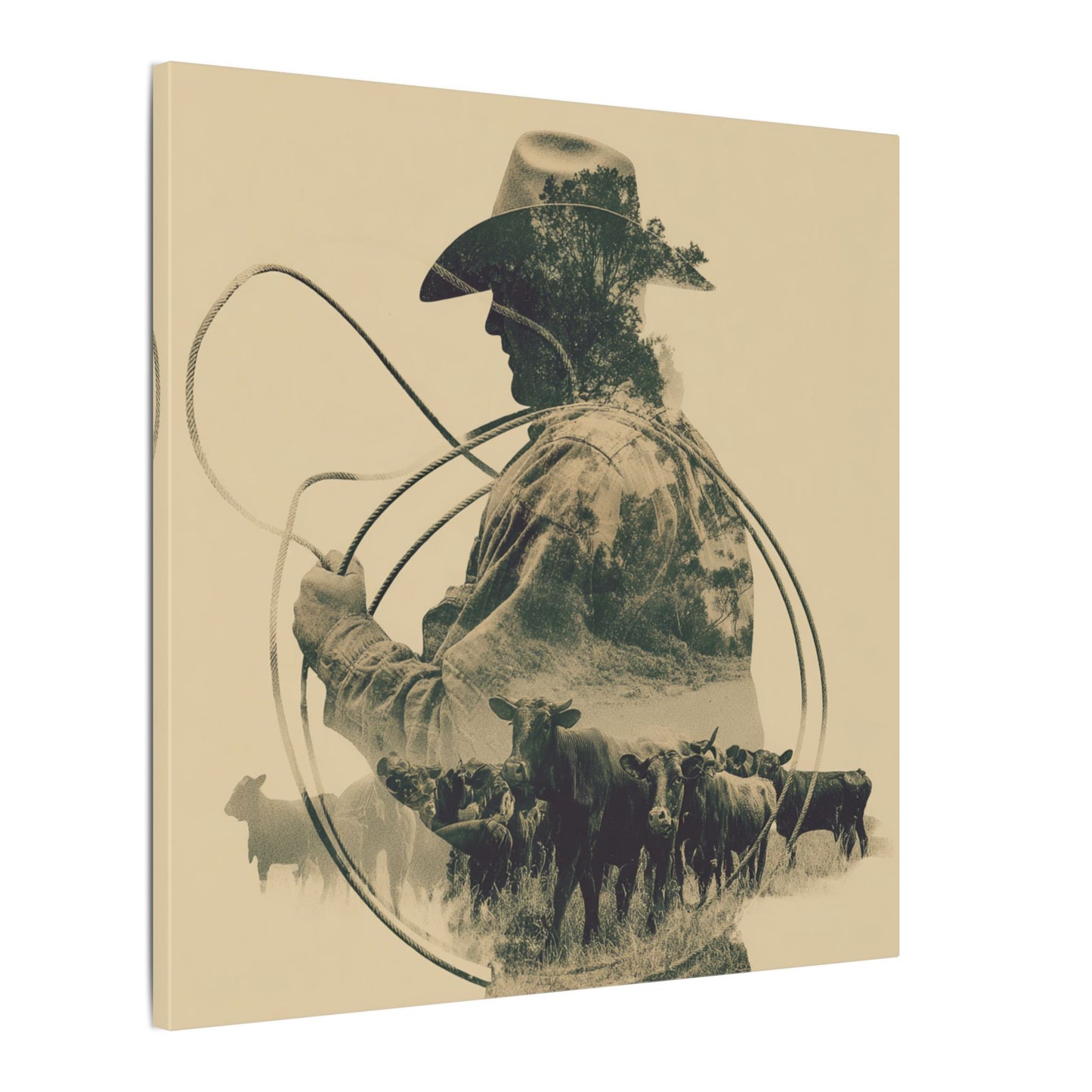 Lone Cowboy Silhouette Art - Vintage Western Charm