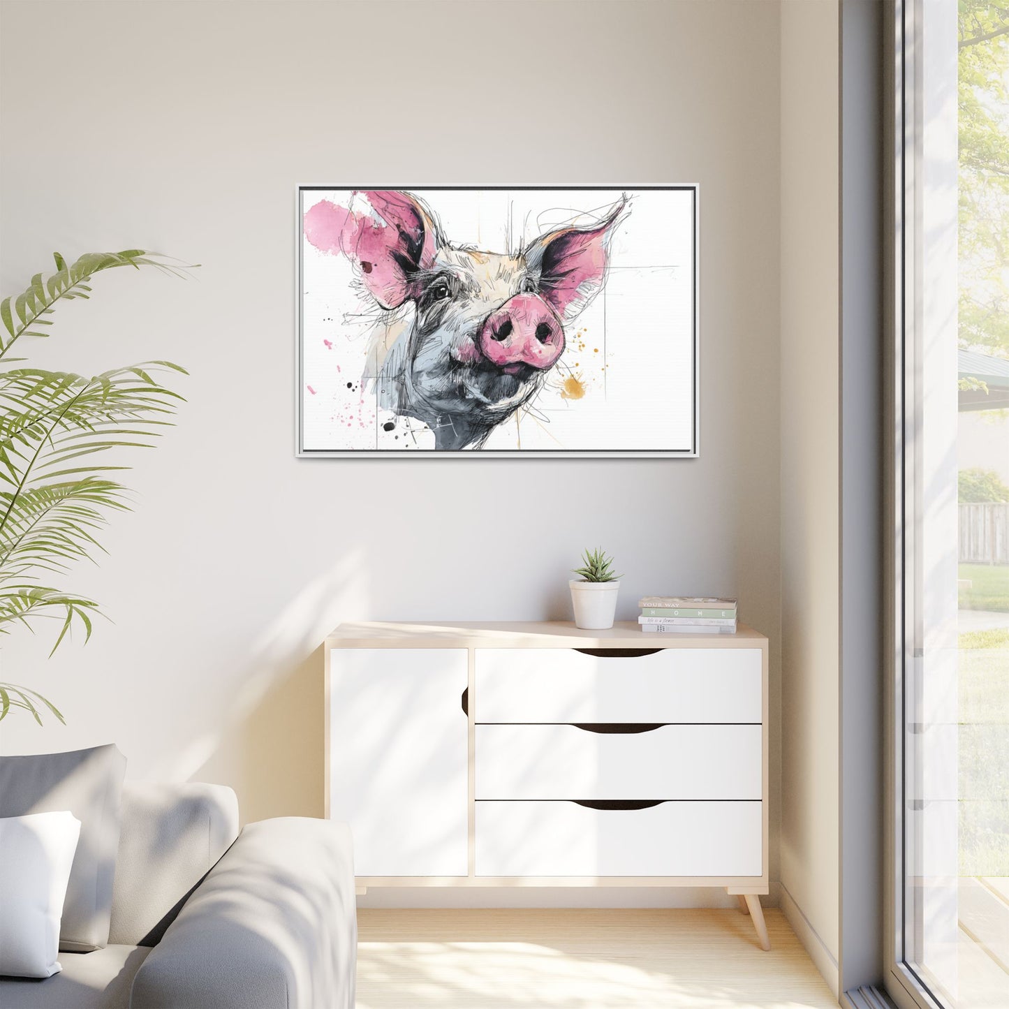 Whimsical Pig Art Print - Playful Farmhouse Decor