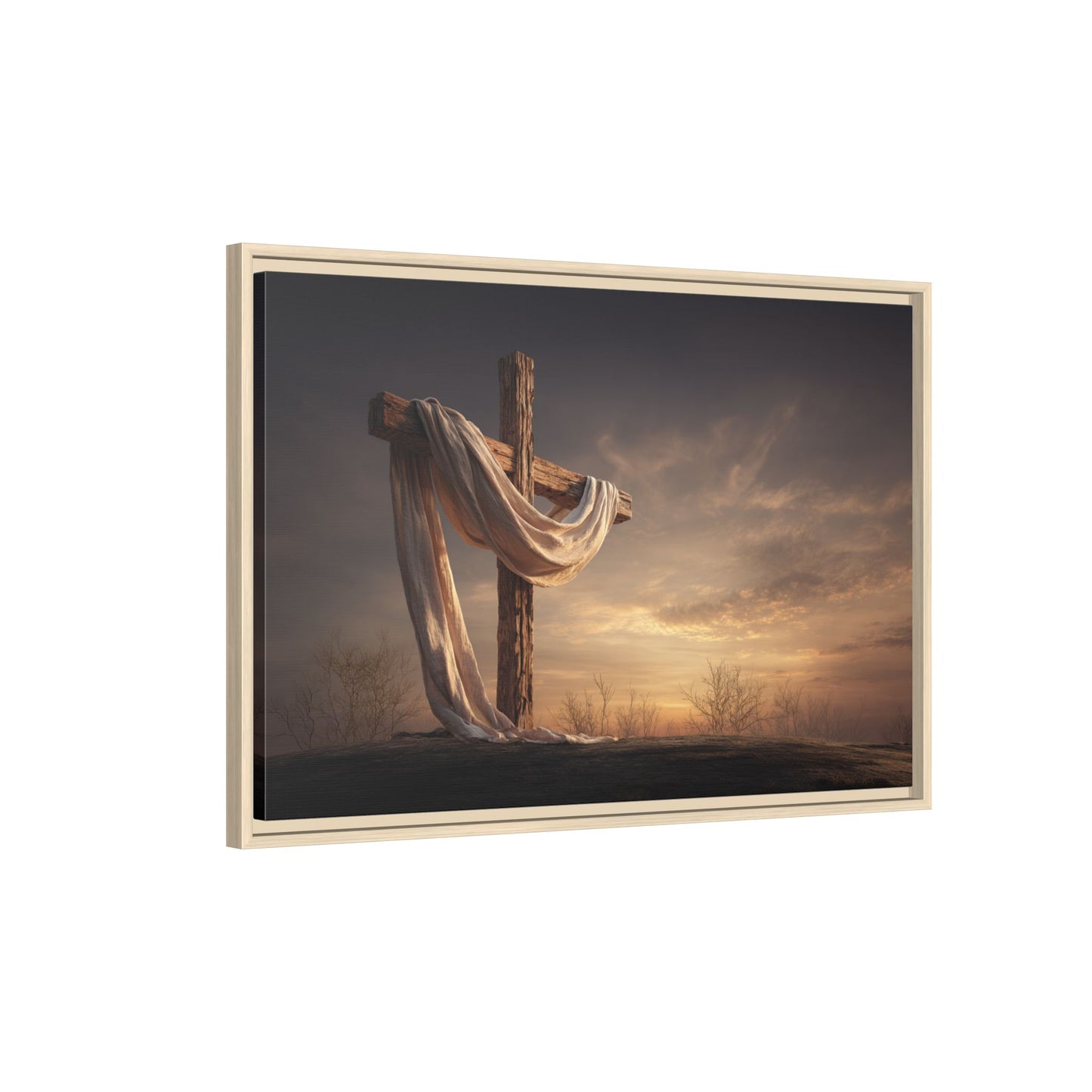 Rustic Cross Wall Art with Draped Fabric | Inspirational Decor