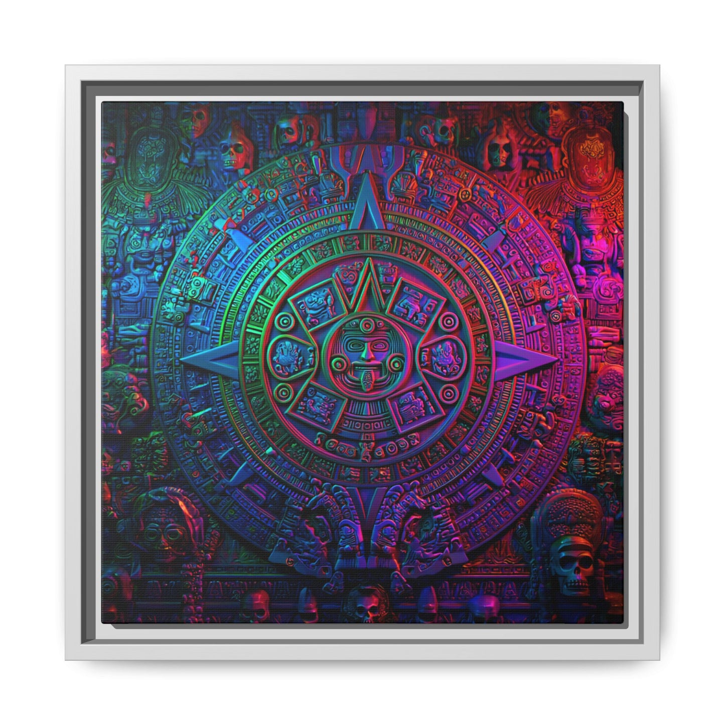Aztec Mandala Wall Art - Colorful Cultural Decor