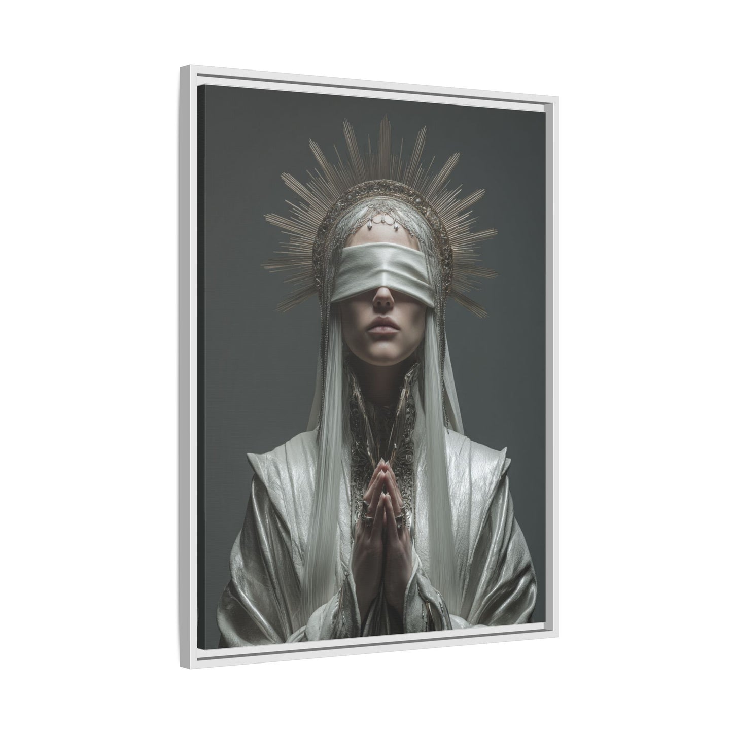 Ethereal Blindfolded Saint Art | Spiritual Home Decor