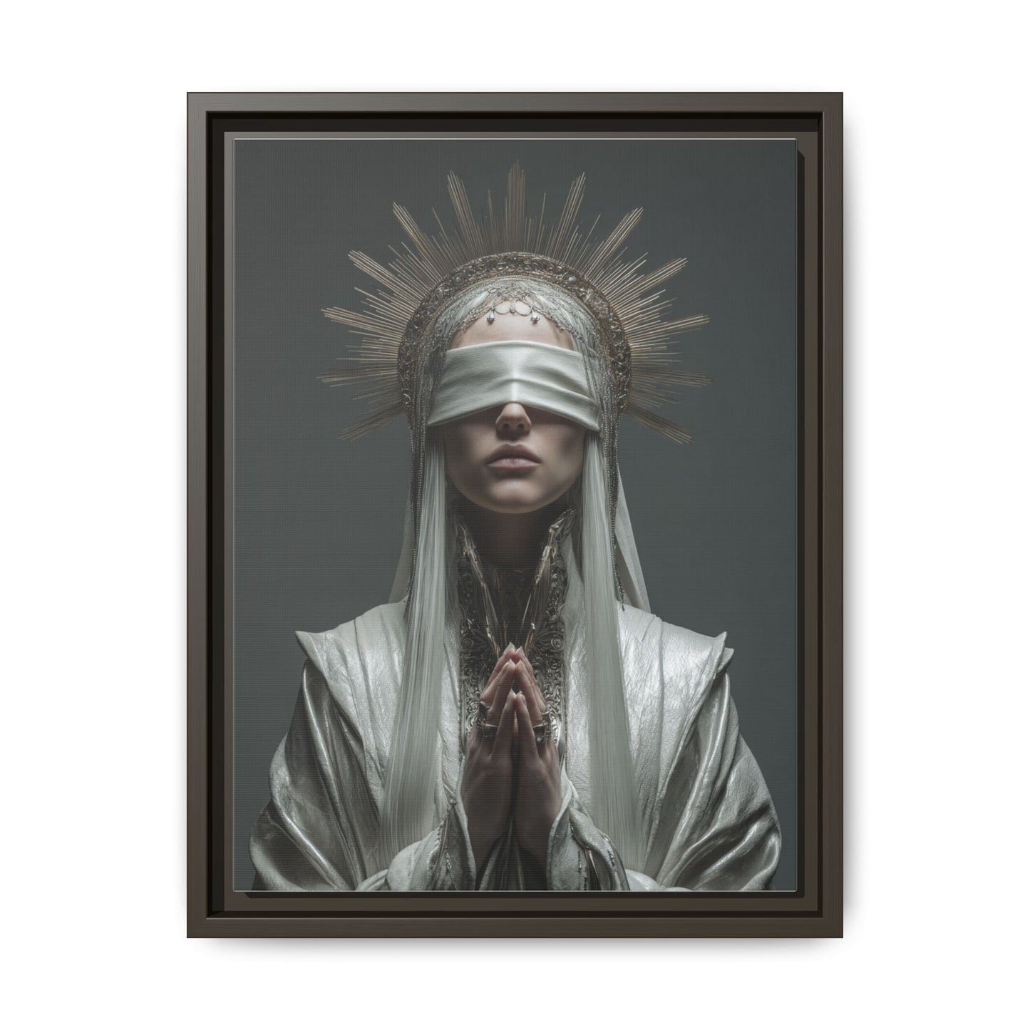 Ethereal Blindfolded Saint Art | Spiritual Home Decor