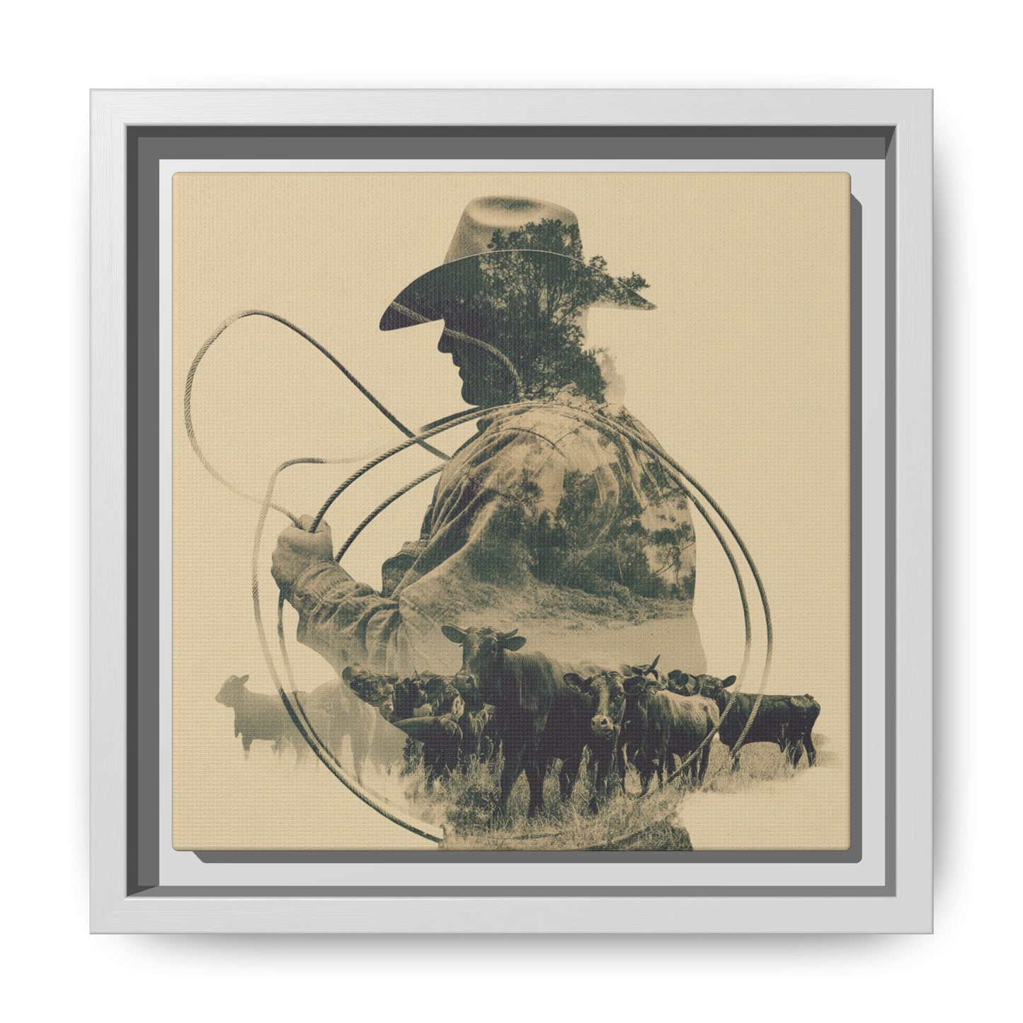 Lone Cowboy Silhouette Art - Vintage Western Charm