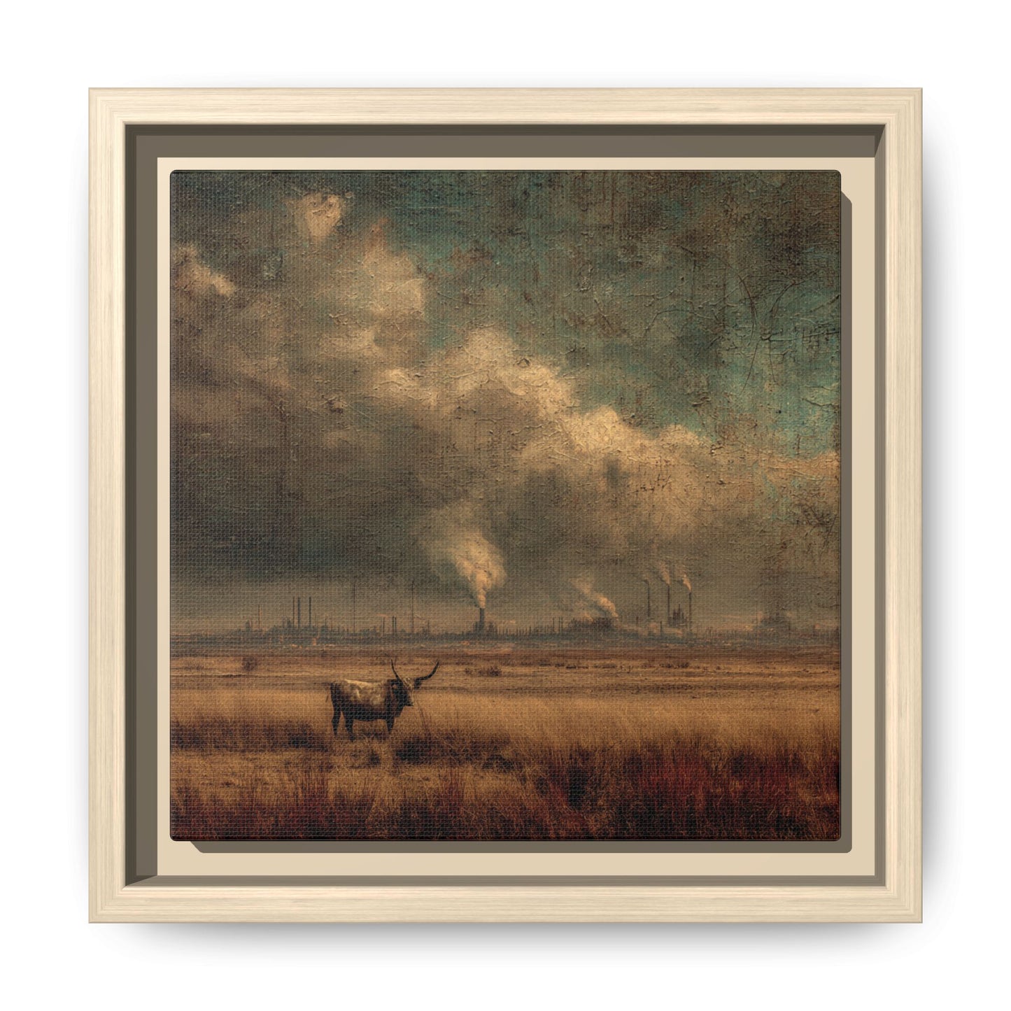 Cattle in Industrial Landscape | Vintage Style Art Print