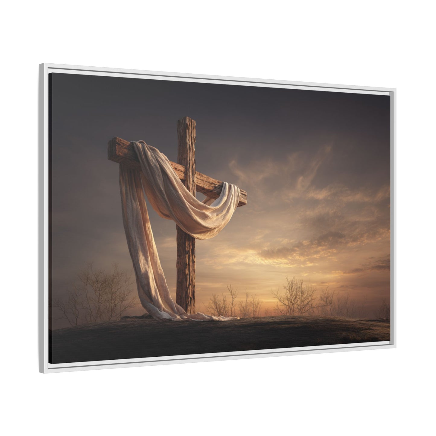 Rustic Cross Wall Art with Draped Fabric | Inspirational Decor
