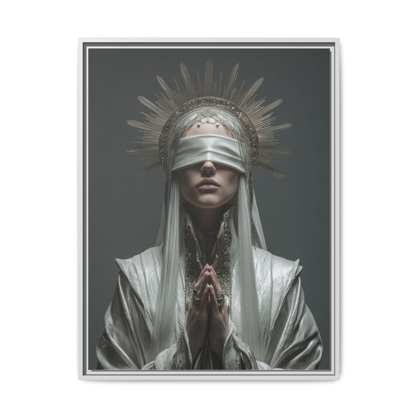 Ethereal Blindfolded Saint Art | Spiritual Home Decor