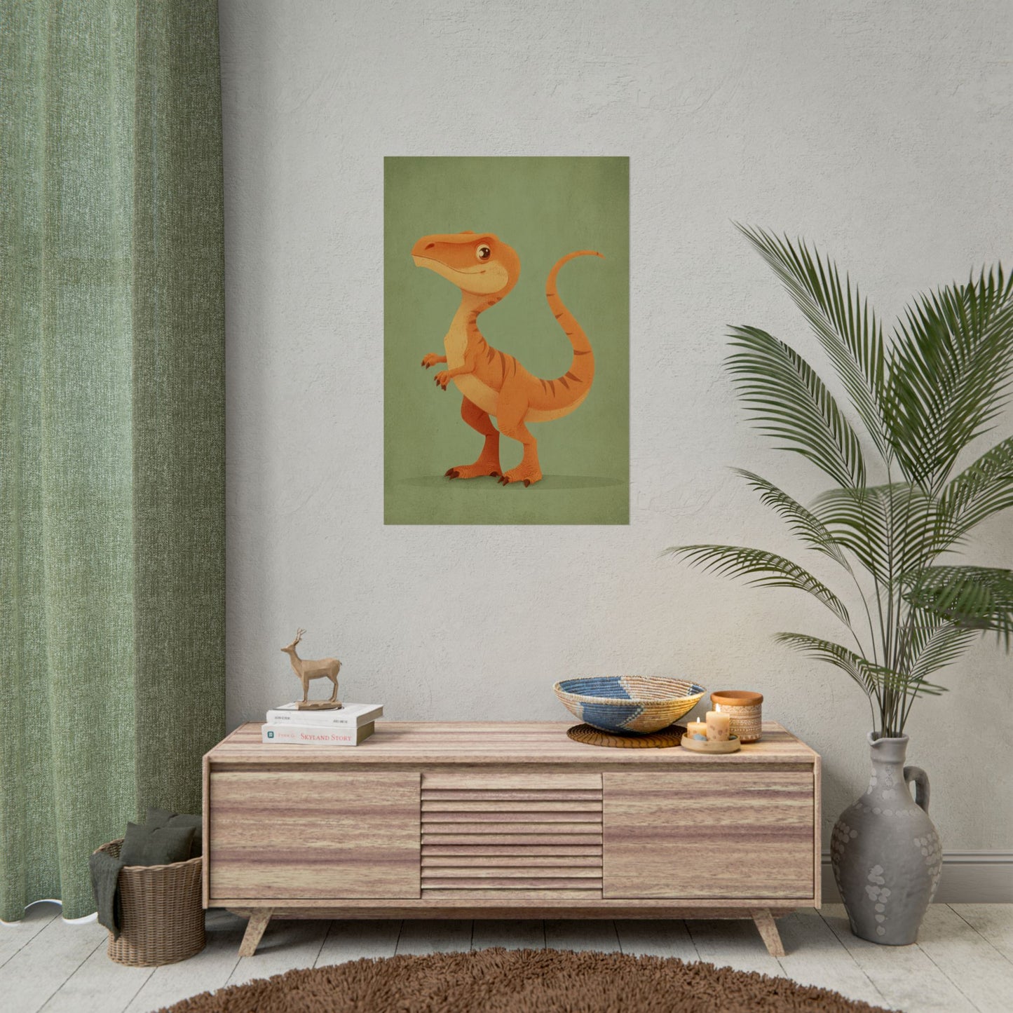 Whimsical Dinosaur Illustration Art for Kids' Rooms