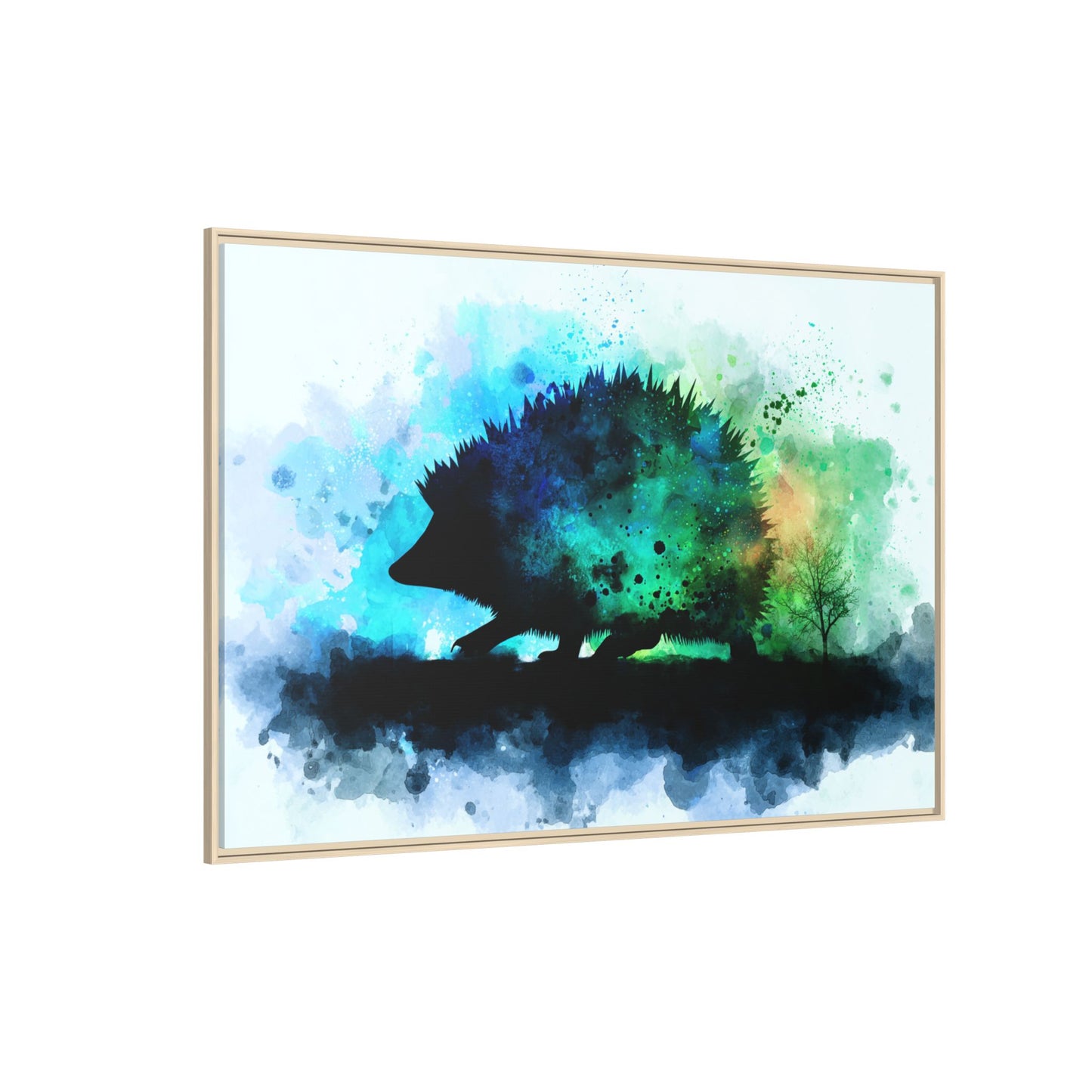 Hedgehog Silhouette Watercolor Art | Nature-Inspired Home Decor