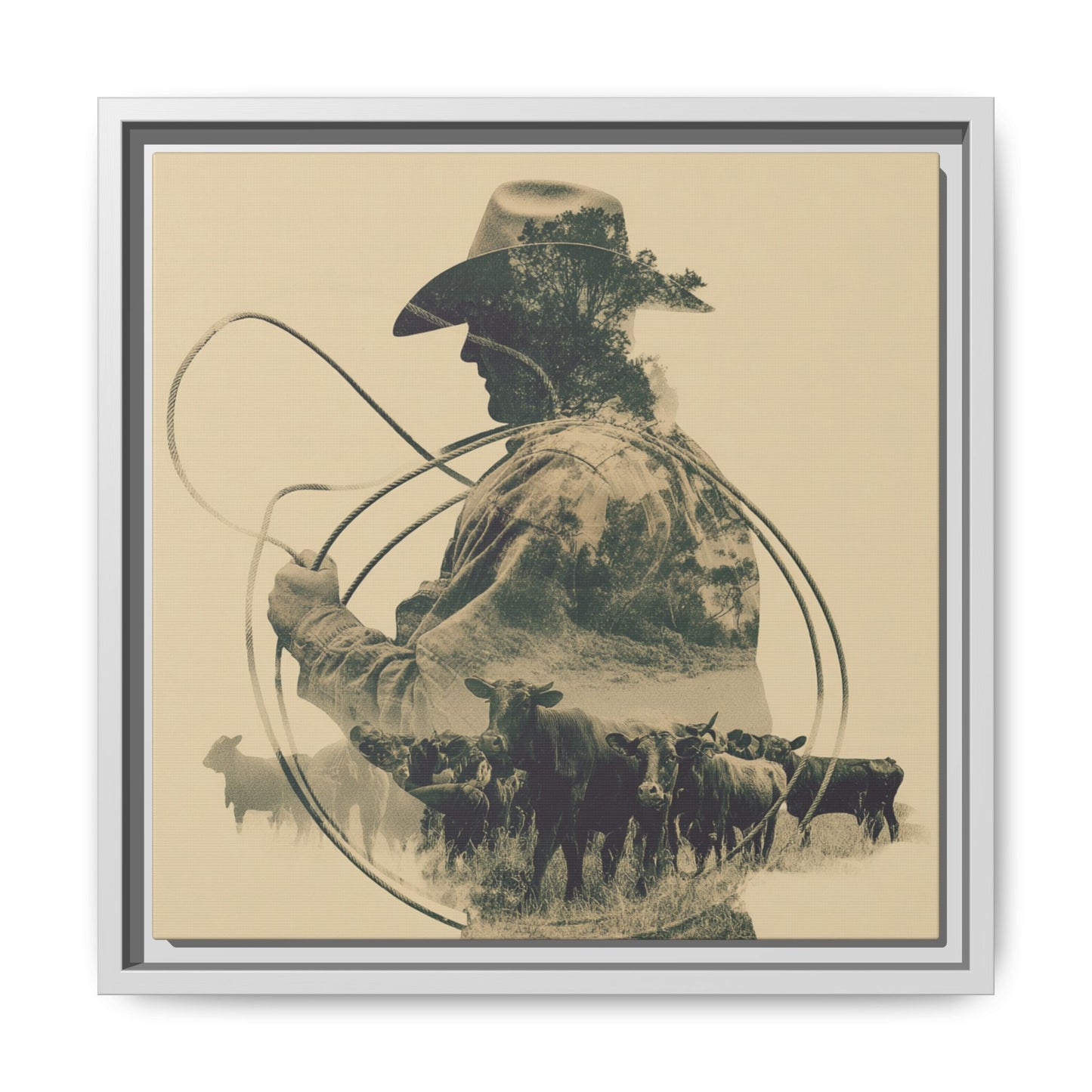 Lone Cowboy Silhouette Art - Vintage Western Charm