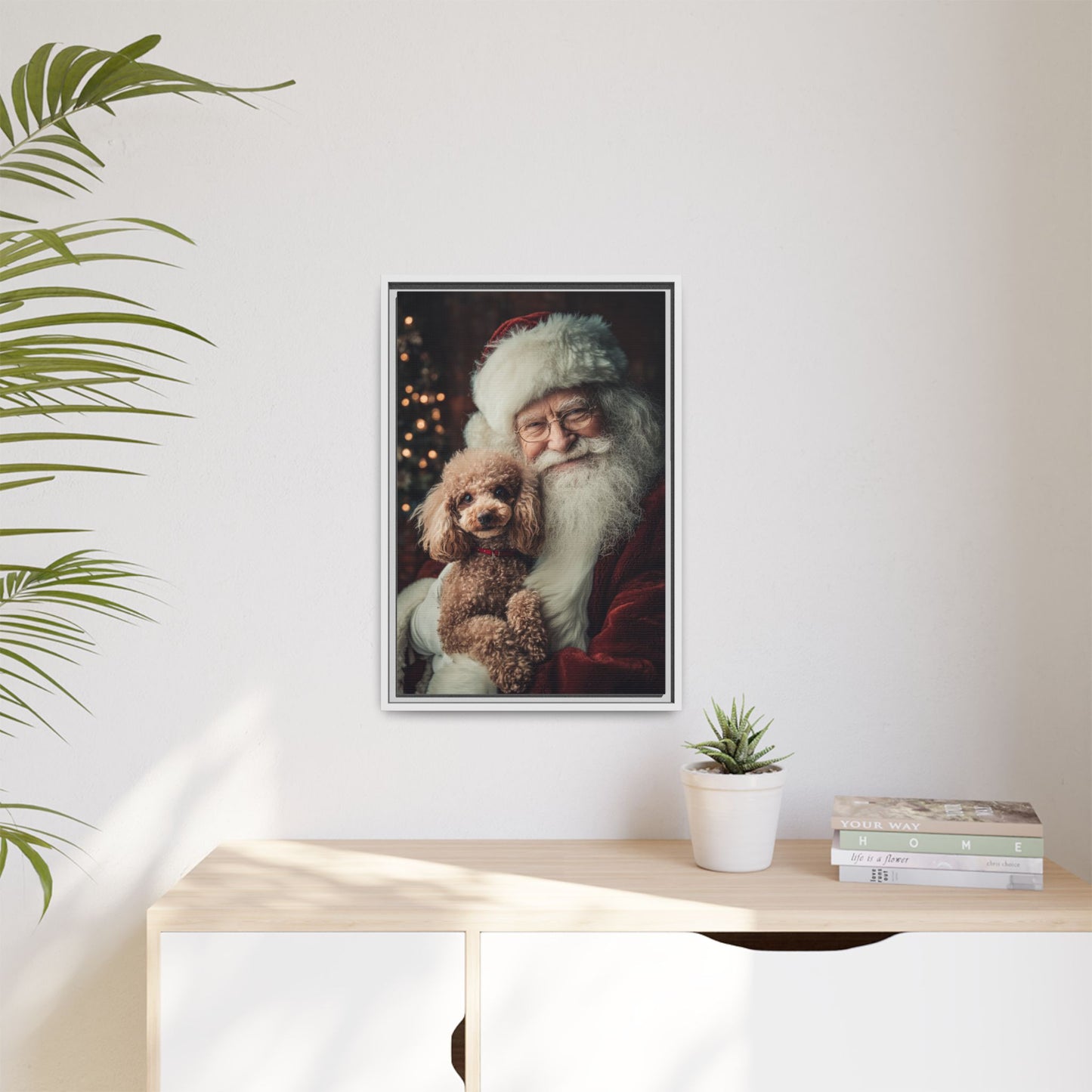 Heartwarming Santa and Poodle Artwork – Holiday Home Décor