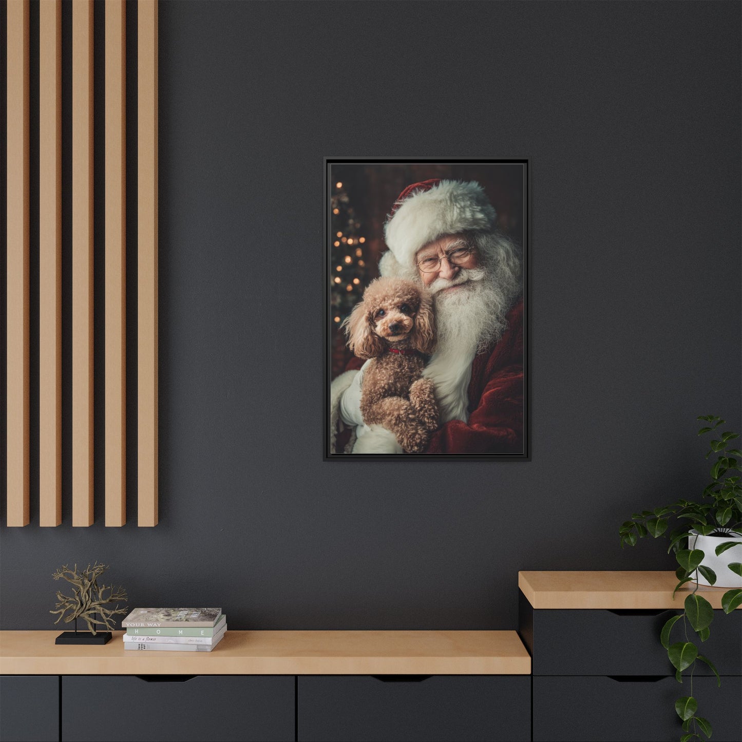 Heartwarming Santa and Poodle Artwork – Holiday Home Décor