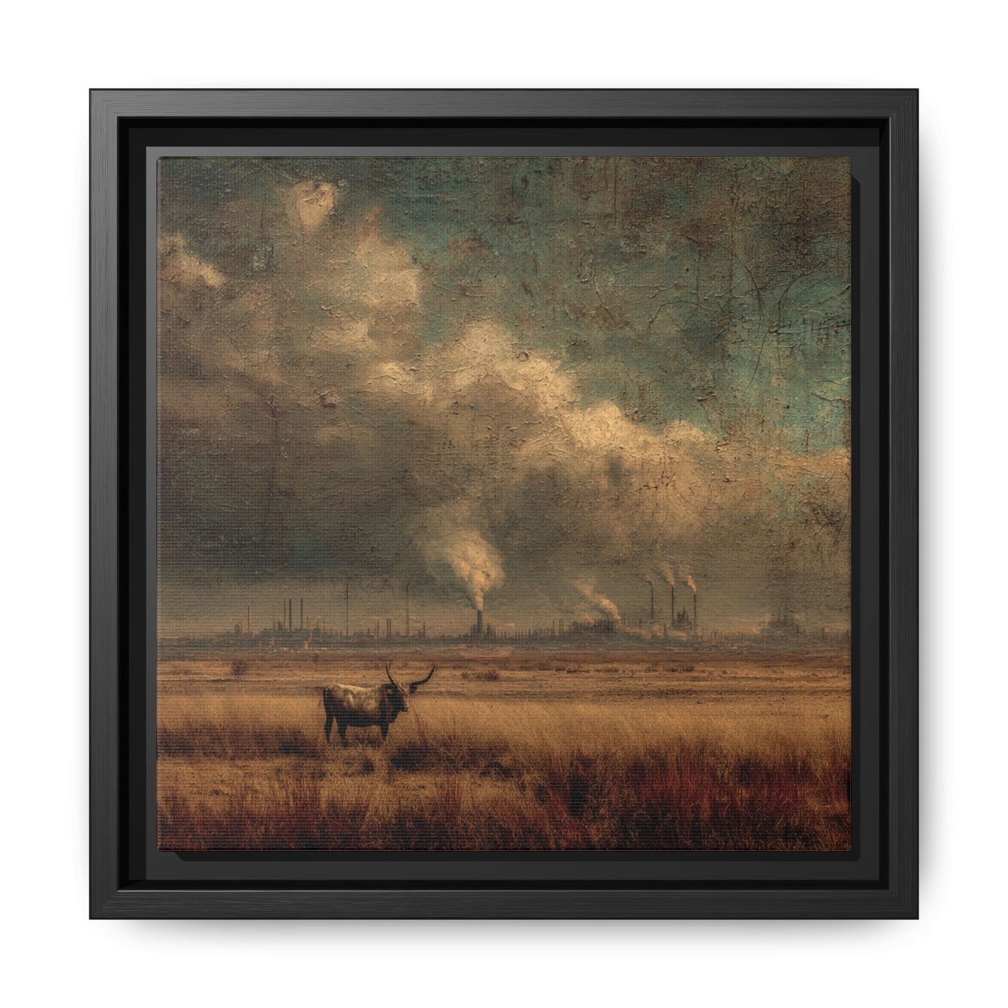 Cattle in Industrial Landscape | Vintage Style Art Print