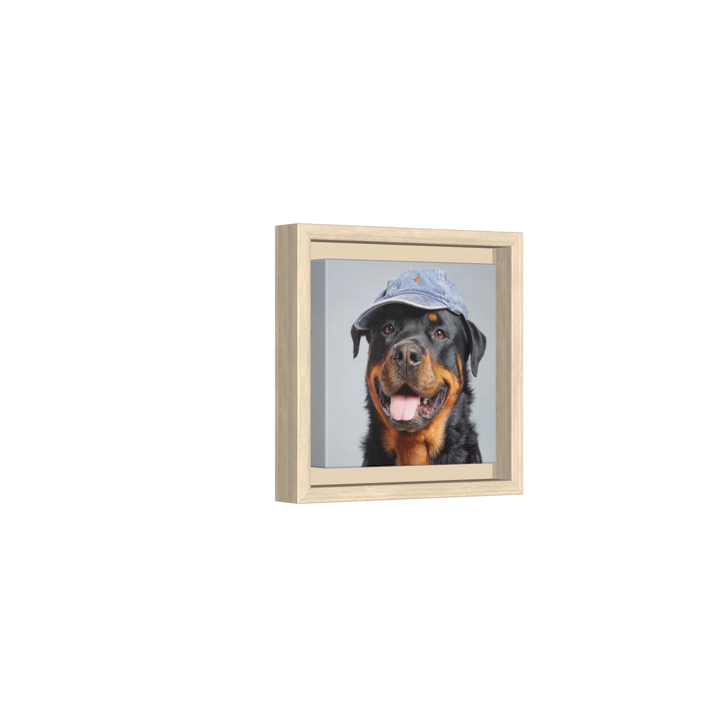 Playful Rottweiler Portrait | Dog Art in Denim Cap